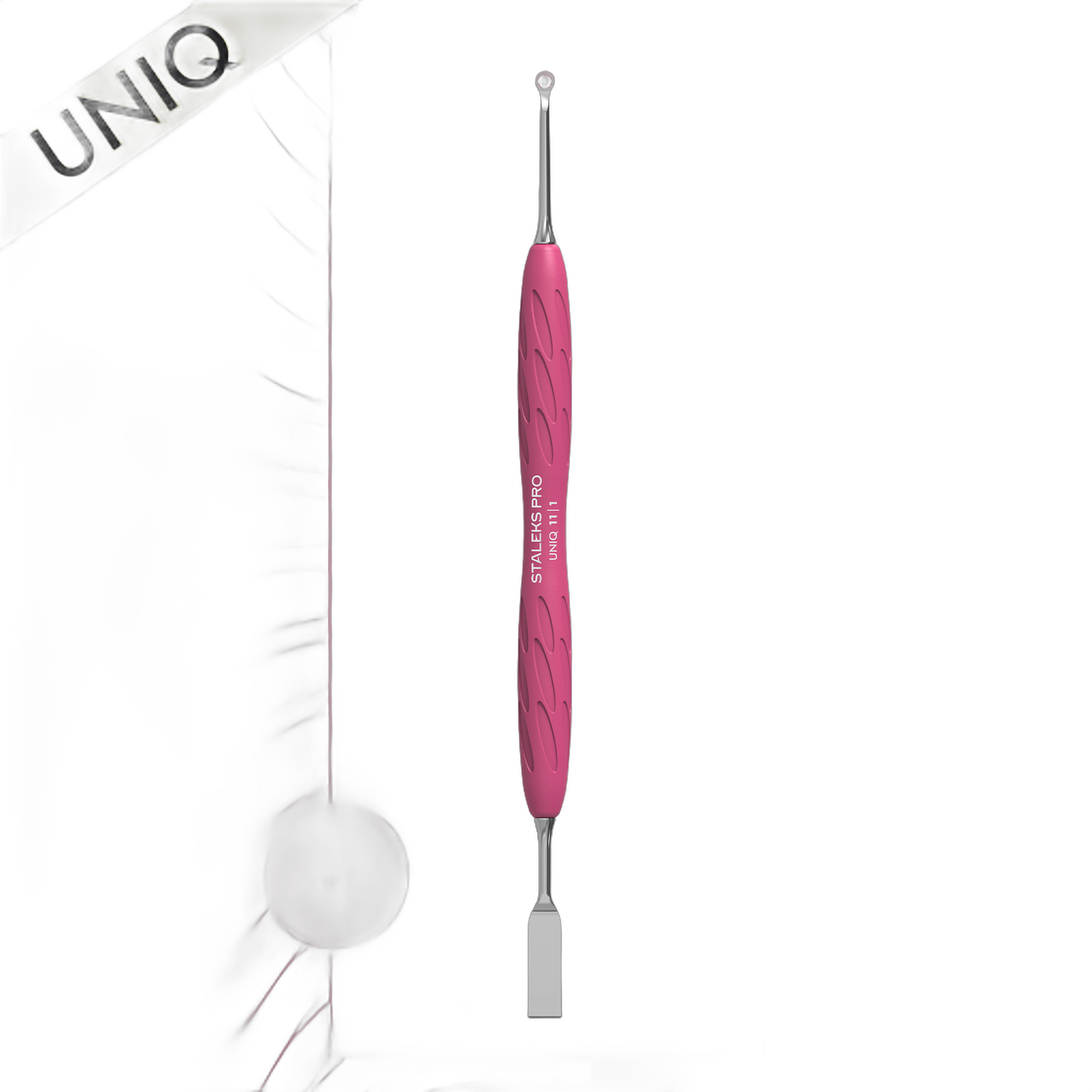 STALEKS PRO UNIQ 11 TYPE 1 Ring Pusher Spatula for Manicure with Silicone Handle