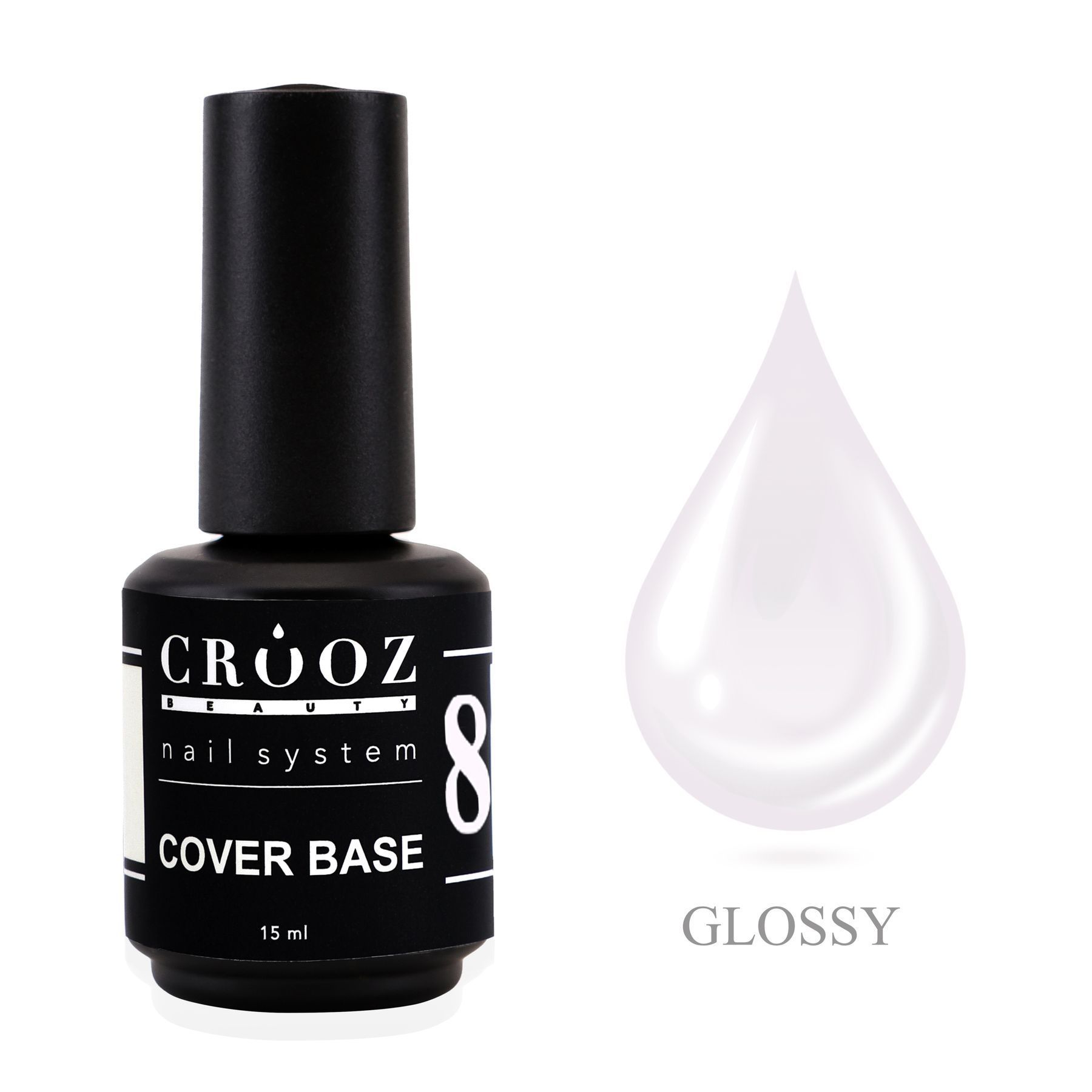 Crooz Base Cover 8 — біла база для ідеального манікюру, 15 мл