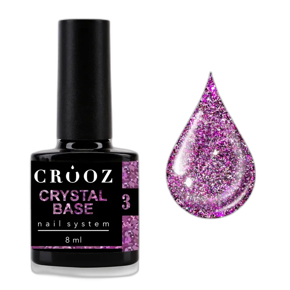 Світловідбивна база Crooz Crystal Base №3 — рожево-фіолетова з блиском