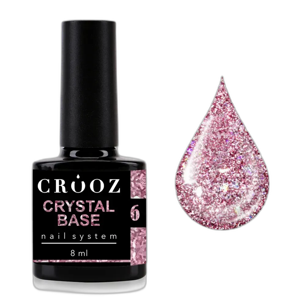 Світловідбивна база Crooz Crystal Base №6 — бузково-рожева з блиском
