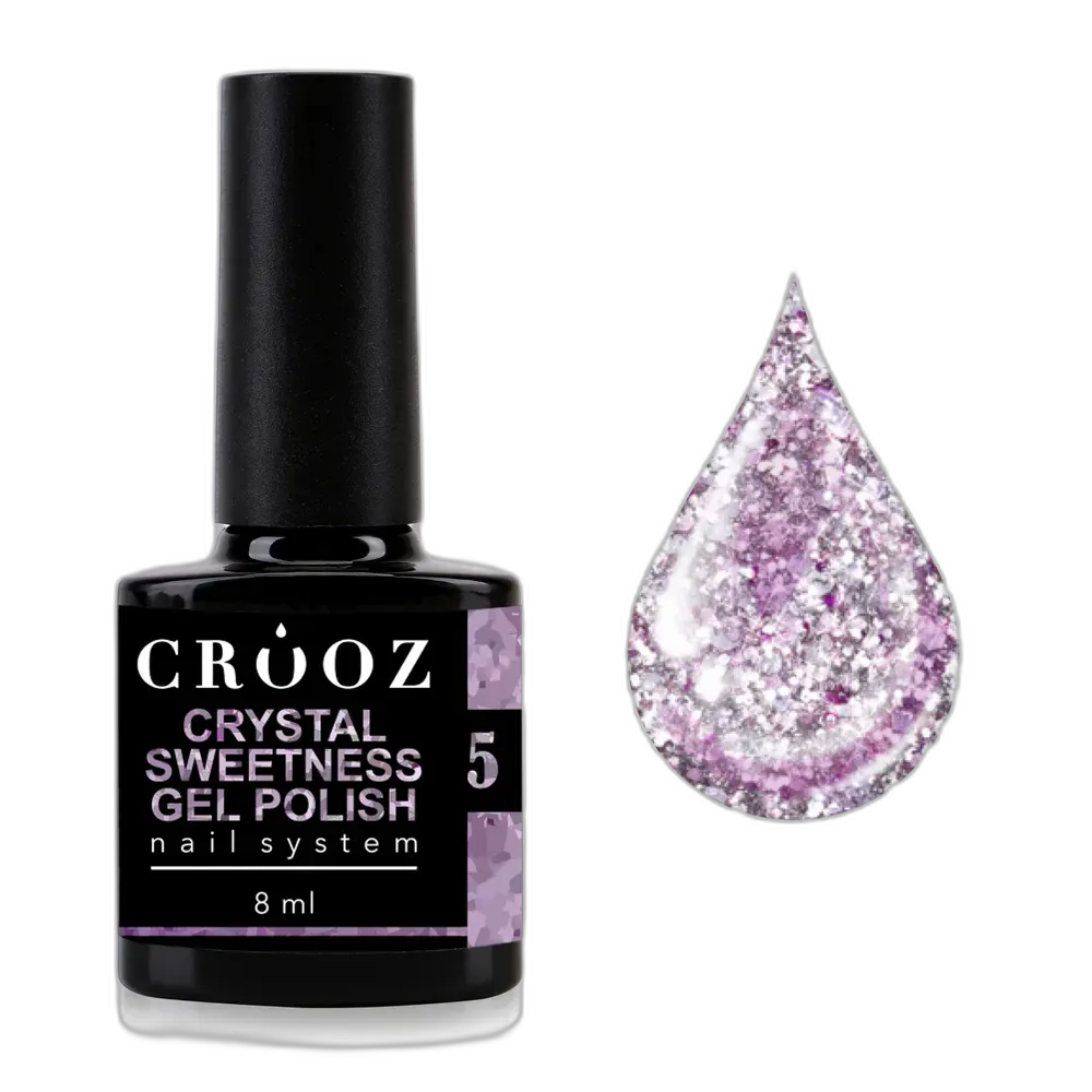 Crooz Crystal Sweetness 5 — світловідбивний бузково-фіолетовий гель-лак для сяючого манікюру