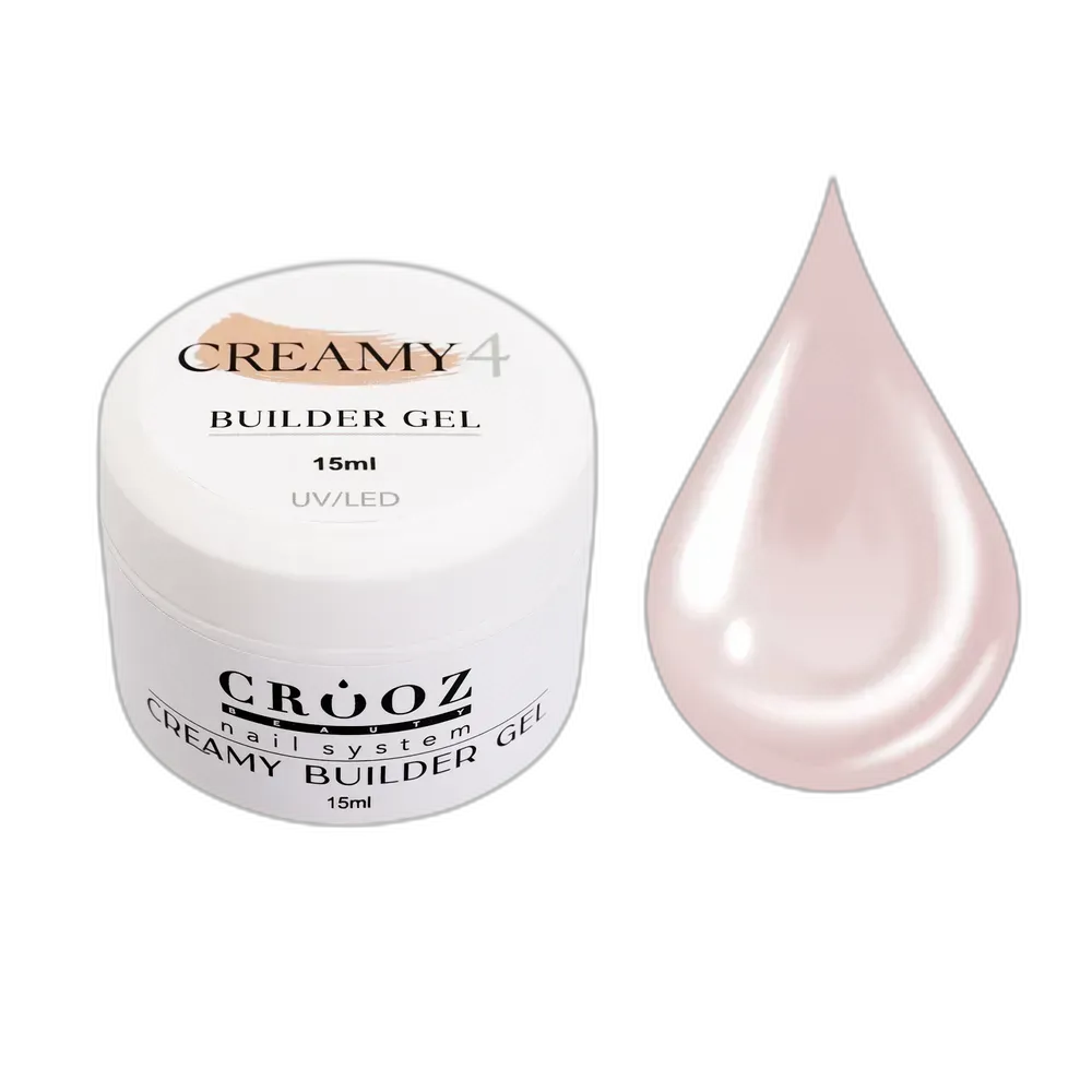 Crooz Creamy Builder Gel 4 — сіро-молочний будівельний гель для професійного моделювання