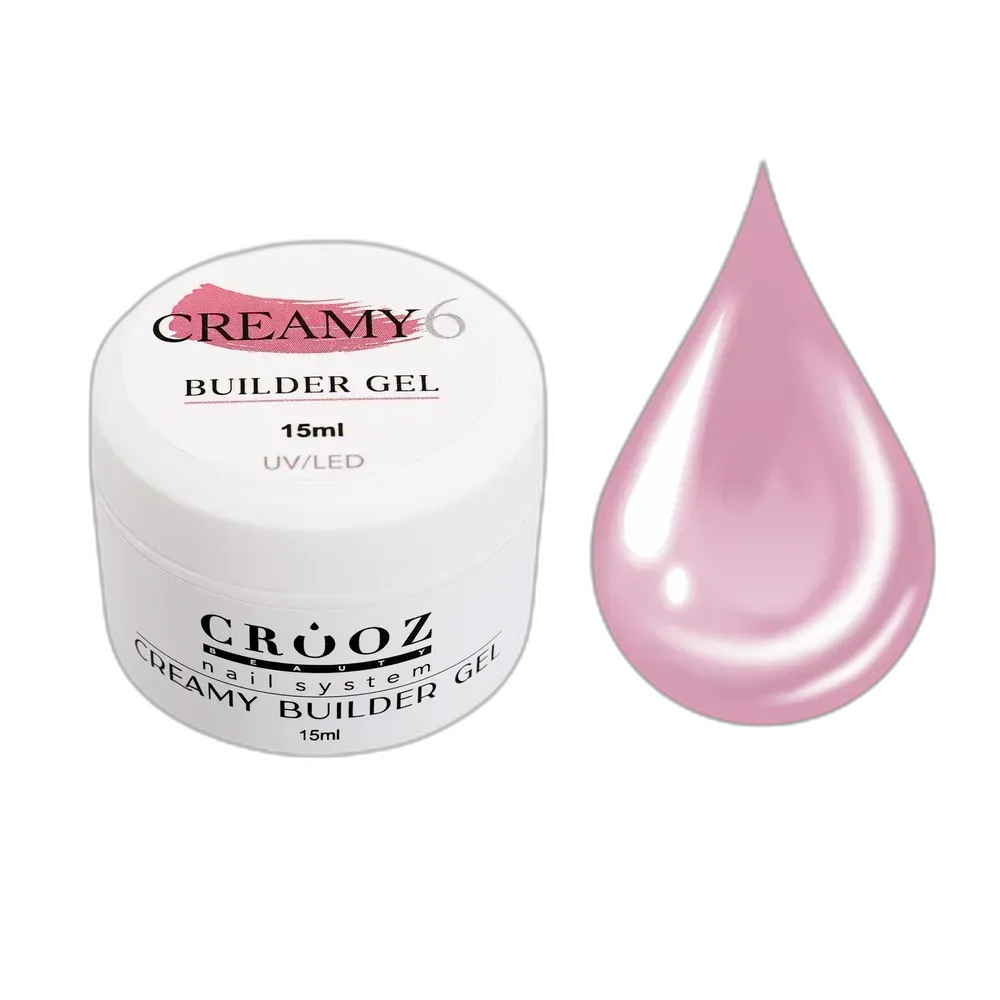 Crooz Creamy Builder Gel 6 — рожевий гель для нарощування та зміцнення нігтів