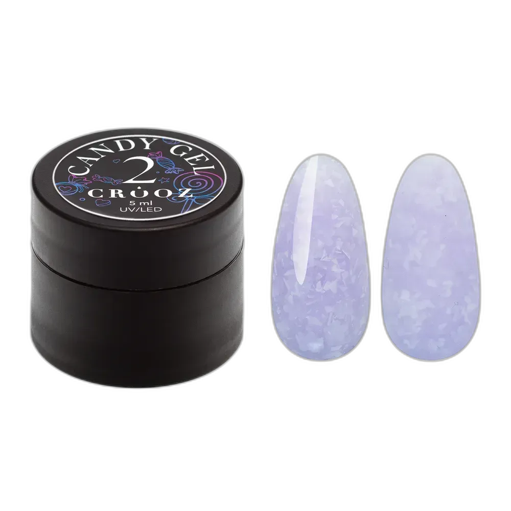 Crooz Candy Gel №2 — гель для дизайну нігтів з прозорістю та декоративними частинками