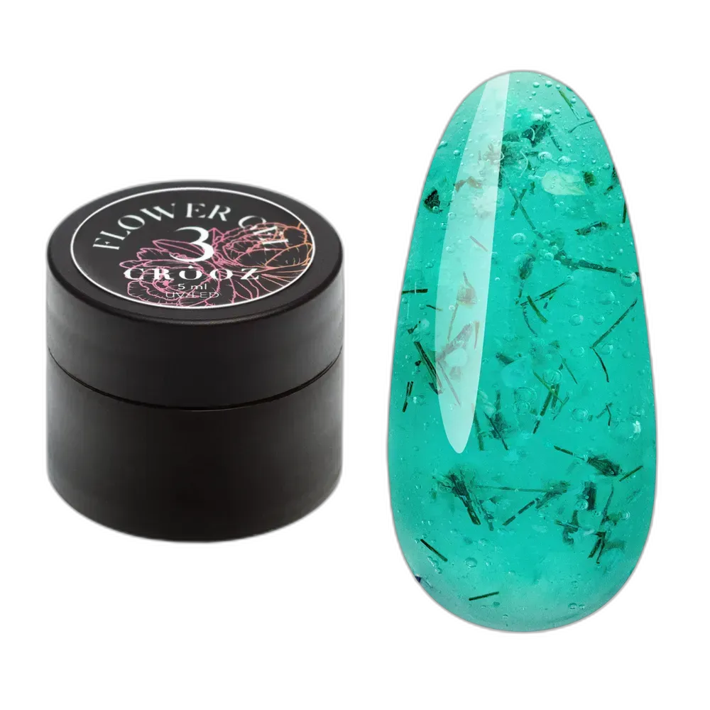 Crooz Flower Gel №3 – прозорий бірюзовий гель із сухоцвітом