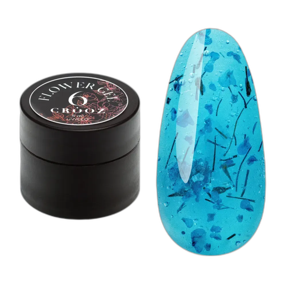 Crooz Flower Gel №6 – прозорий блакитний гель із сухоцвітом