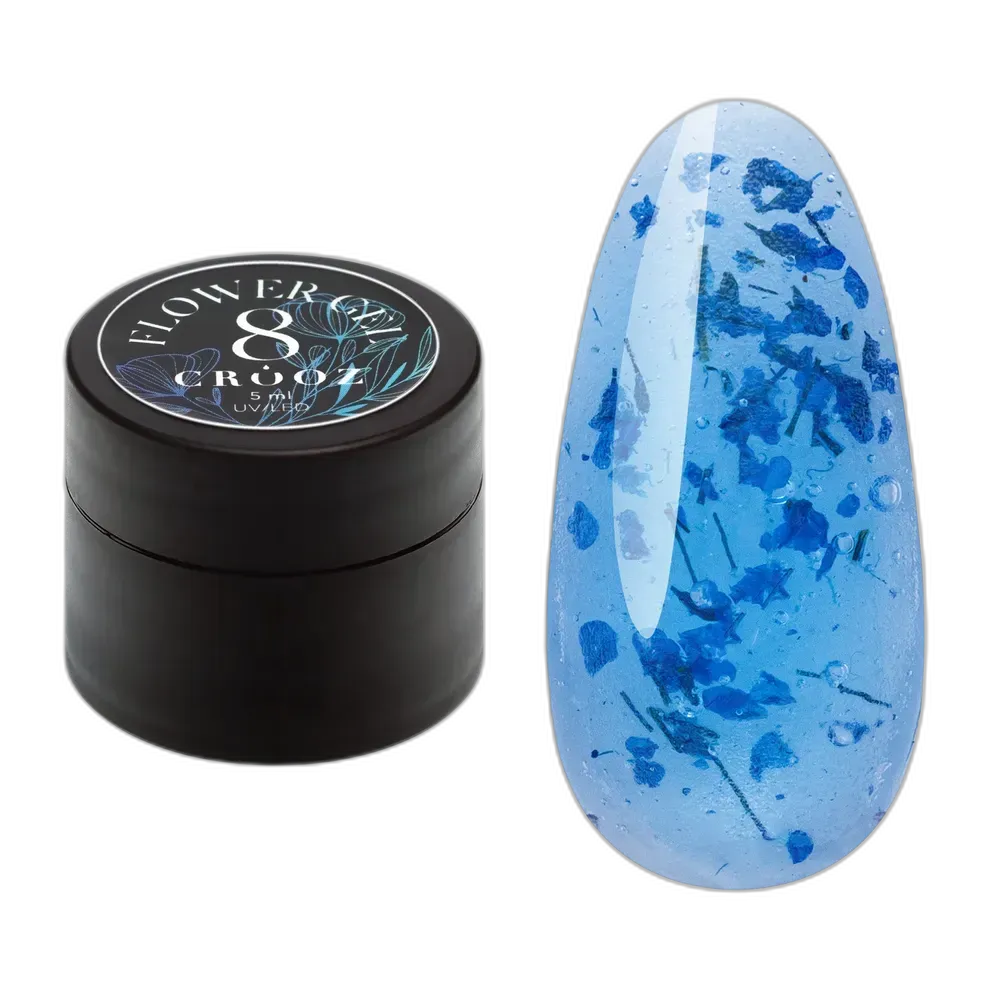 Crooz Flower Gel №8 – прозорий синій гель із сухоцвітом