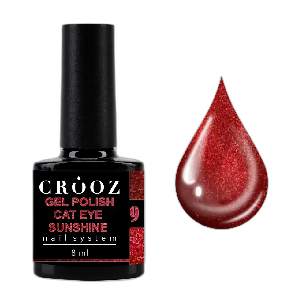 Crooz Cat Sunshine №9 – малиново-вишневий гель-лак із ефектом котяче око