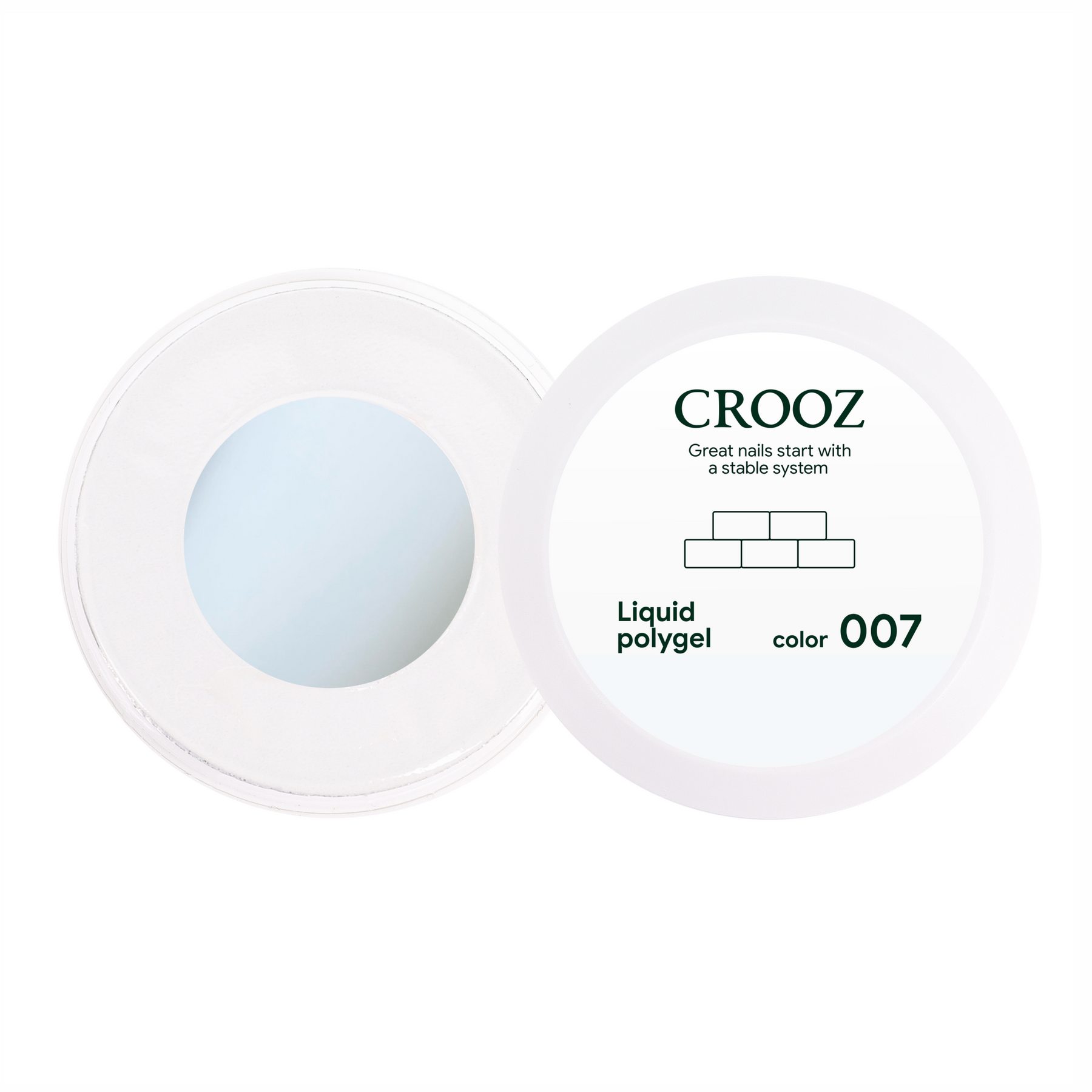 CROOZ Liquid Polygel №7 Milky White — piimjas-valge vedel polügeel, 30 ml