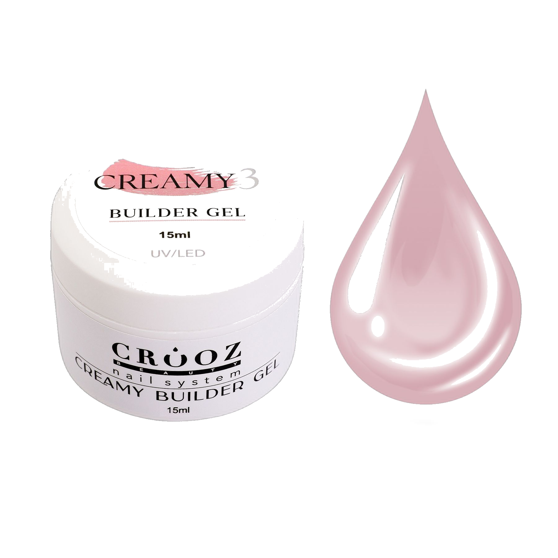 Crooz Creamy Builder Gel 3 – õrn roosa ehitusgeel 15 ml