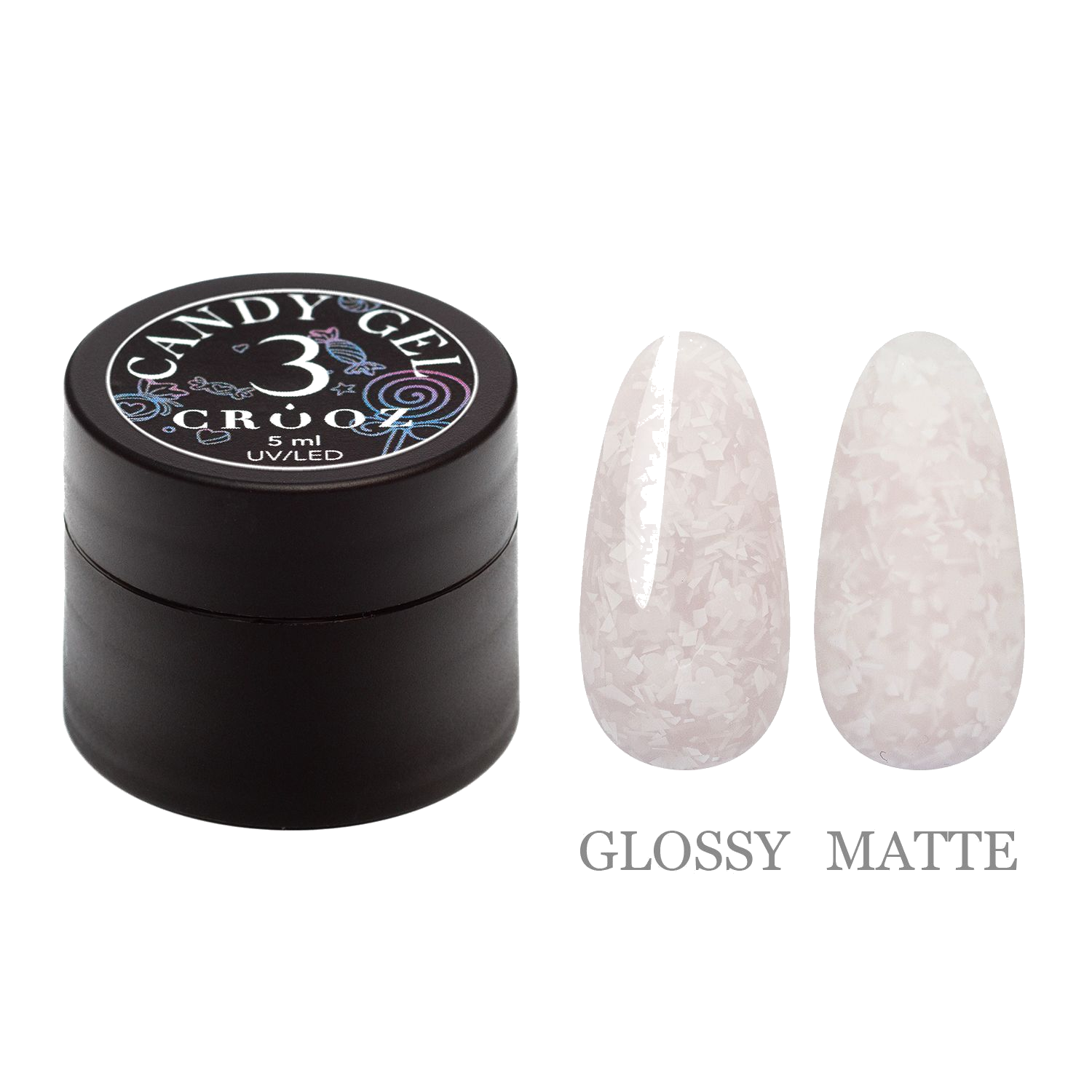 Crooz Candy Gel №3 — dekoratiivne 3D geel maniküüri jaoks läbipaistvuse ja fooliumiga