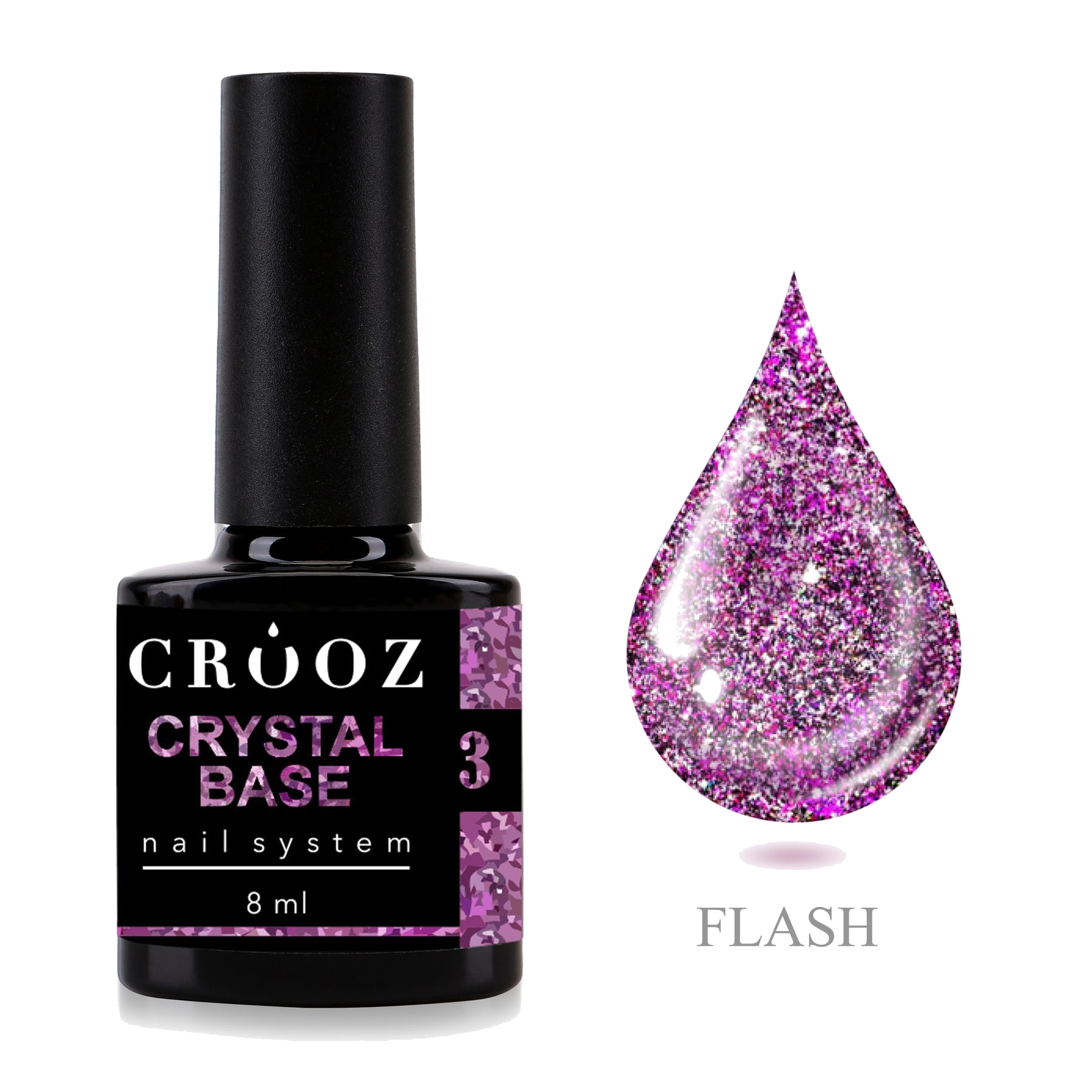 Helkiv alus Crooz Crystal Base №3 — roosa-violetne sädelusega