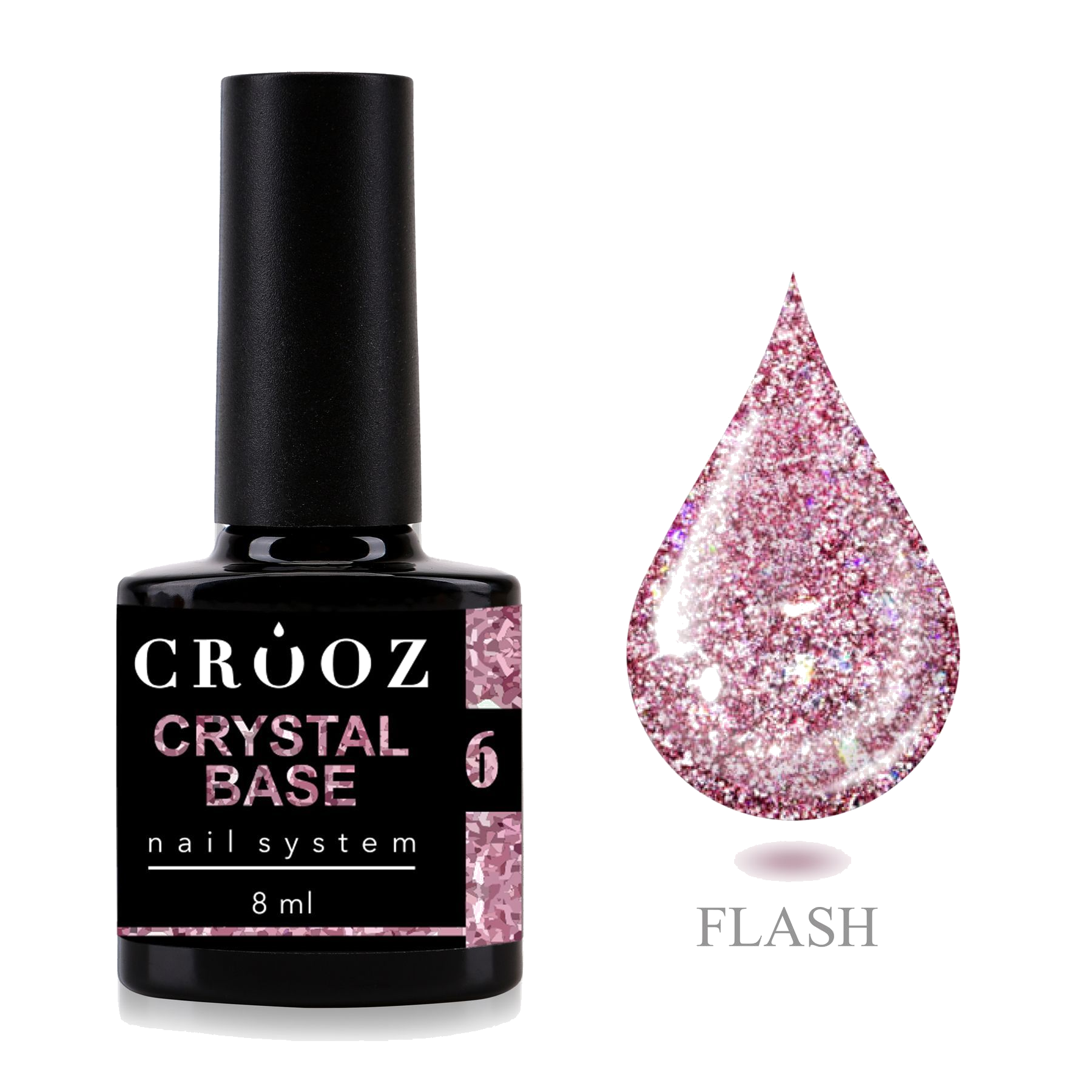 Reflective base Crooz Crystal Base №6 — lilac pink with shine