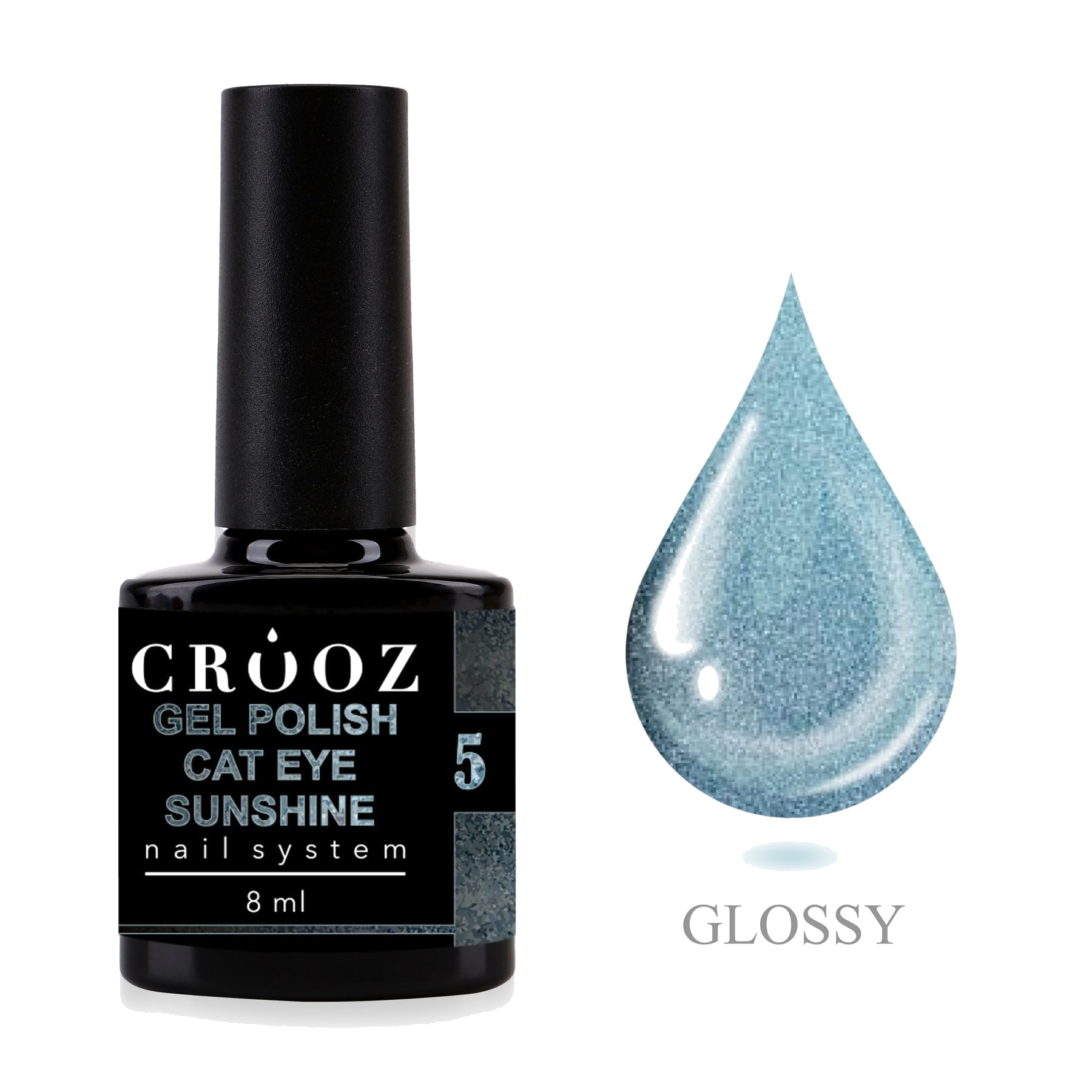Crooz Cat Sunshine №5 – блакитний гель-лак із ефектом котяче око