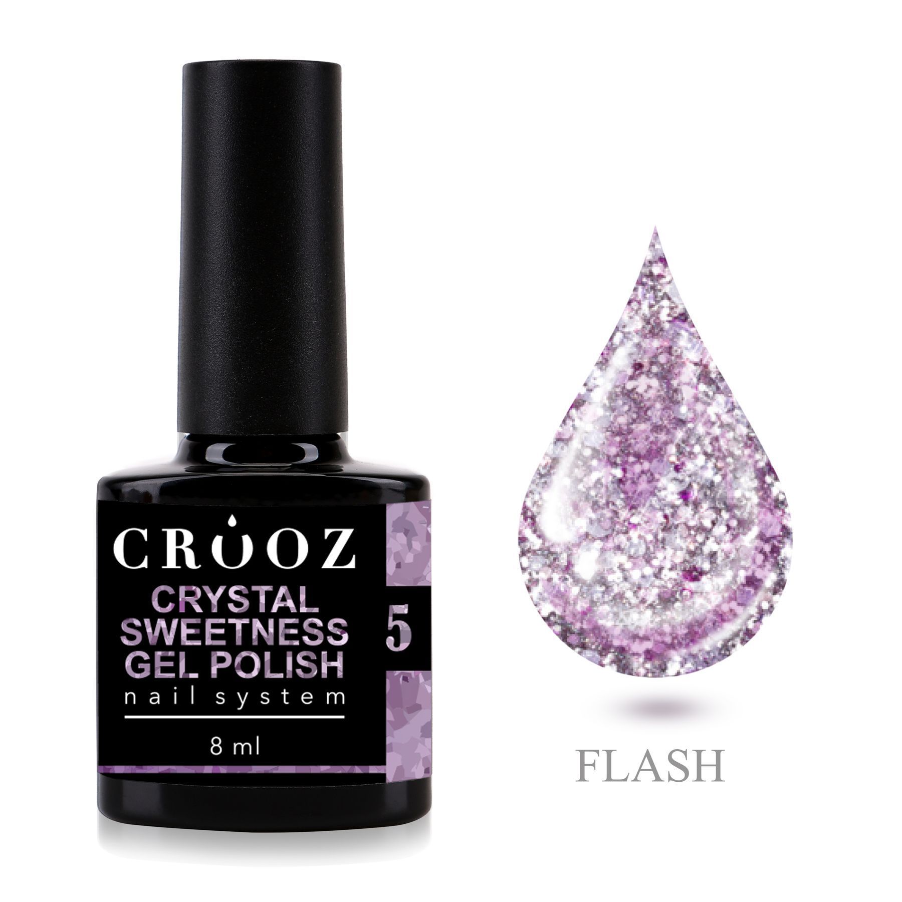 Crooz Crystal Sweetness 5 — helkiv lilla-violetne geellakk särava maniküüri jaoks