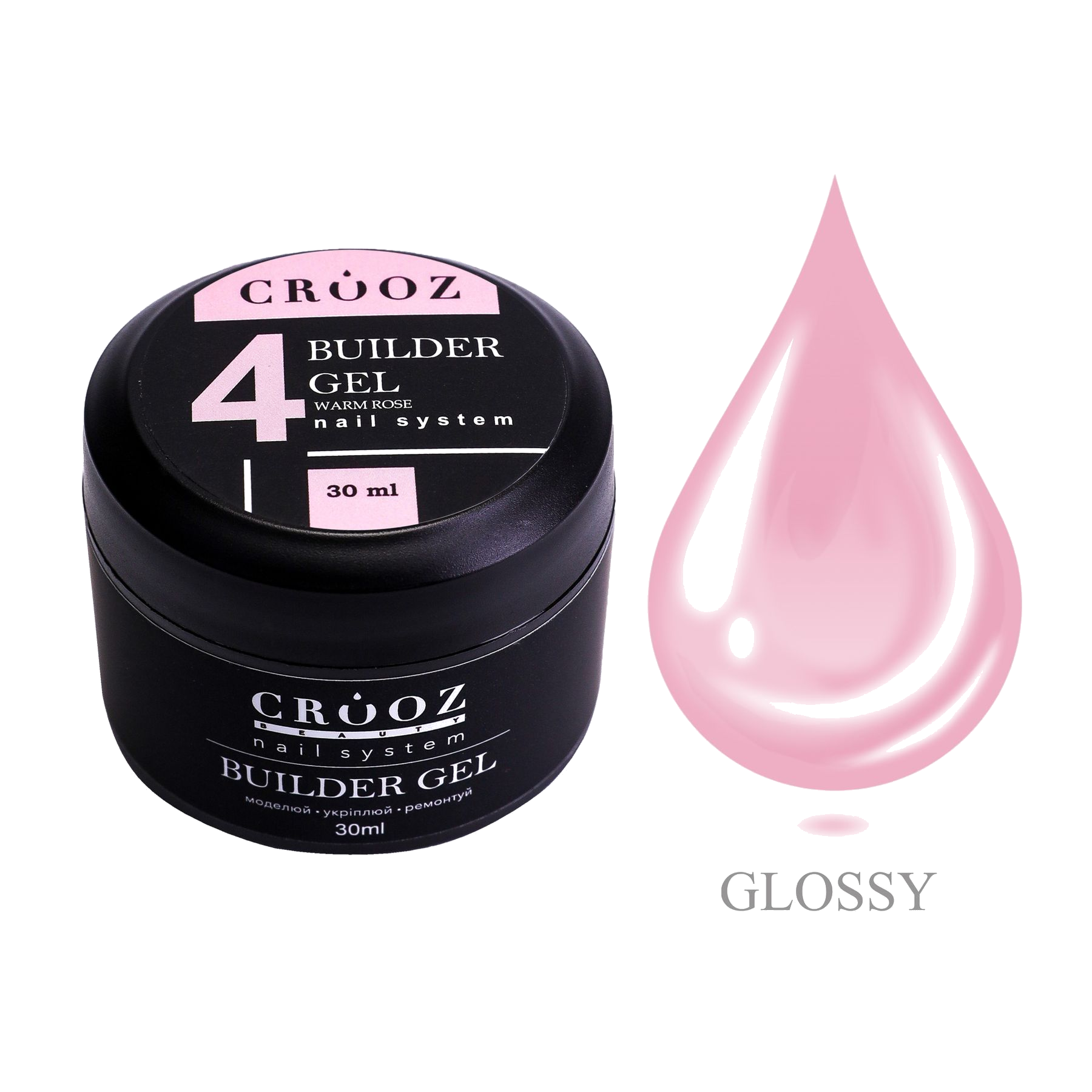 CROOZ Builder Gel №4 Warm Rose — ehitusgeel küünte modelleerimiseks ja tugevdamiseks