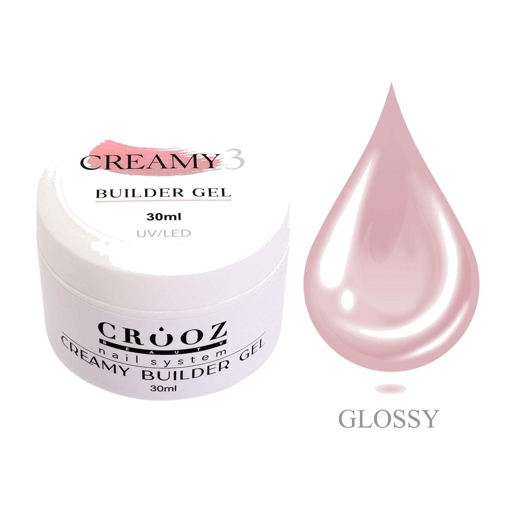 Crooz Creamy Builder Gel 3 – õrn roosa ehitusgeel