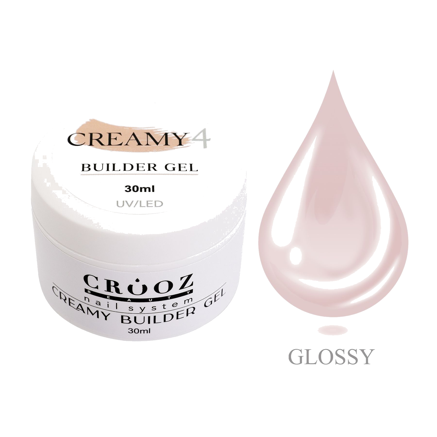 Crooz Creamy Builder Gel 4 — сіро-молочний будівельний гель для професійного моделювання