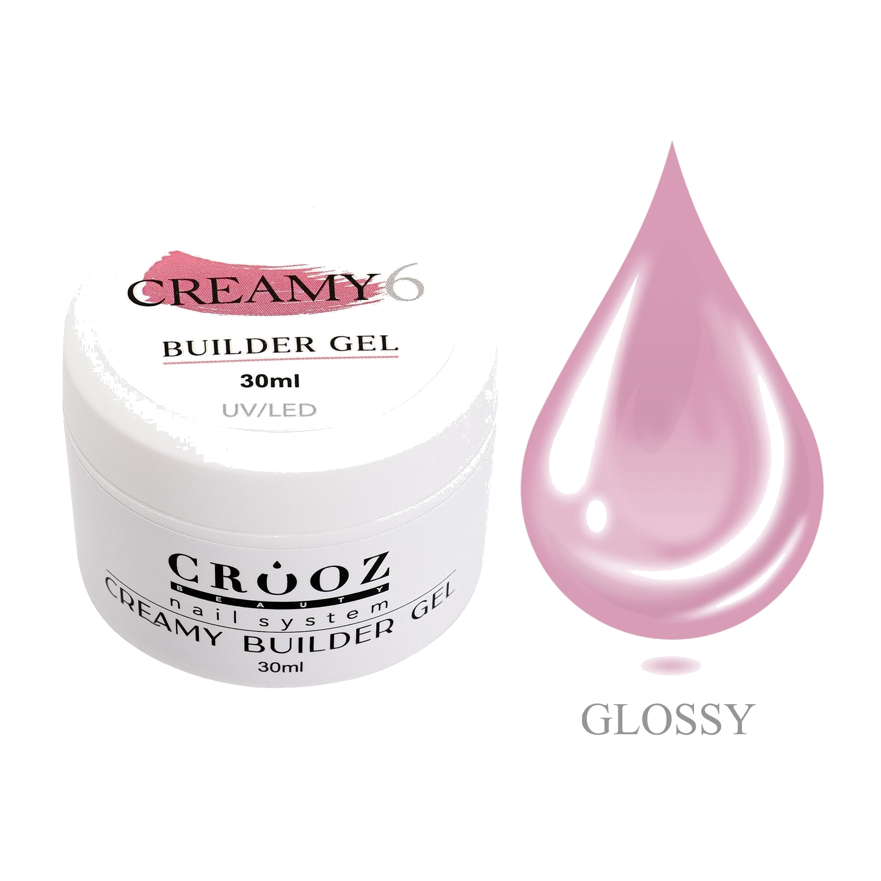 Crooz Creamy Builder Gel 6 — рожевий гель для нарощування та зміцнення нігтів