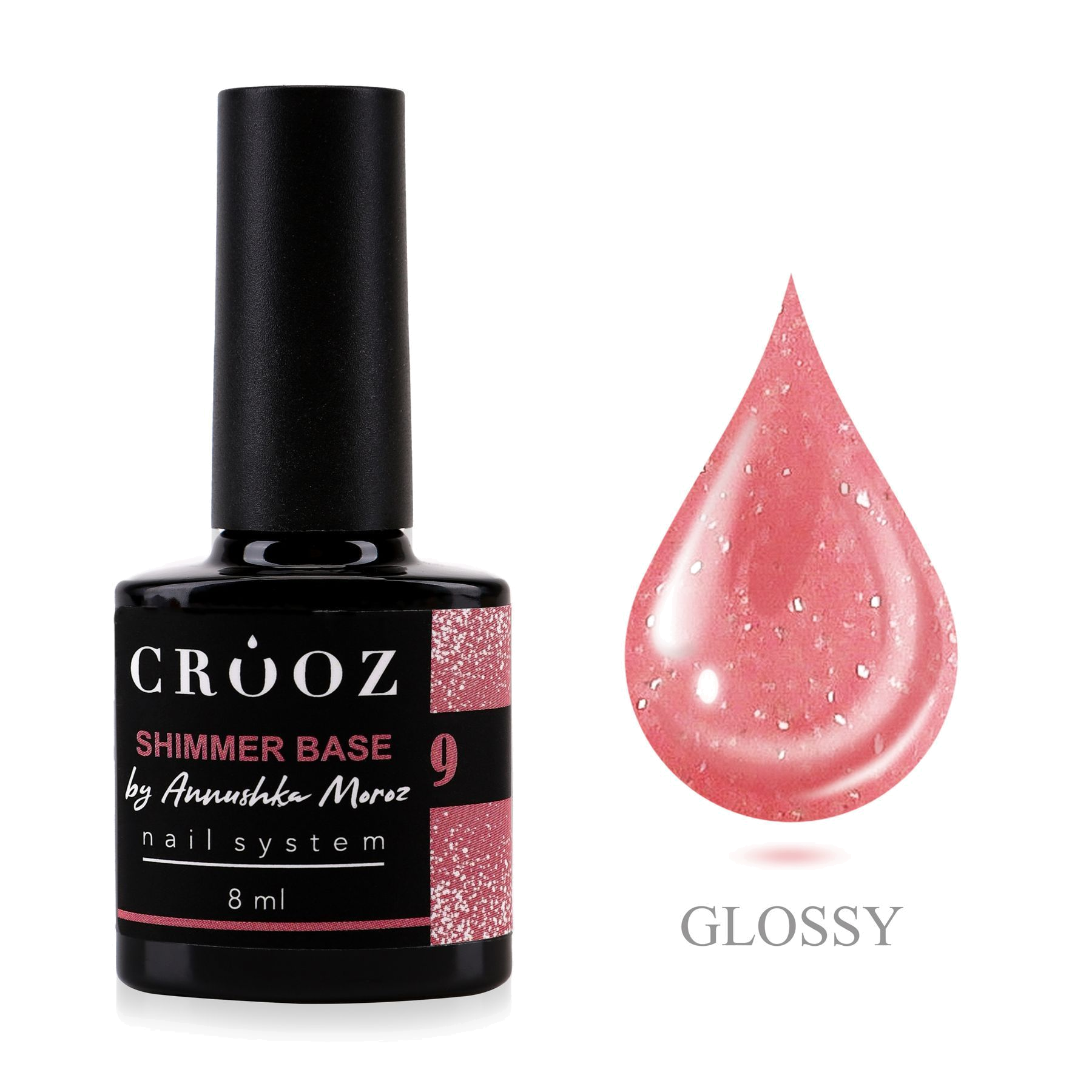 Shimmer Base №9 — coral pink silver shimmer gel base 8 ml