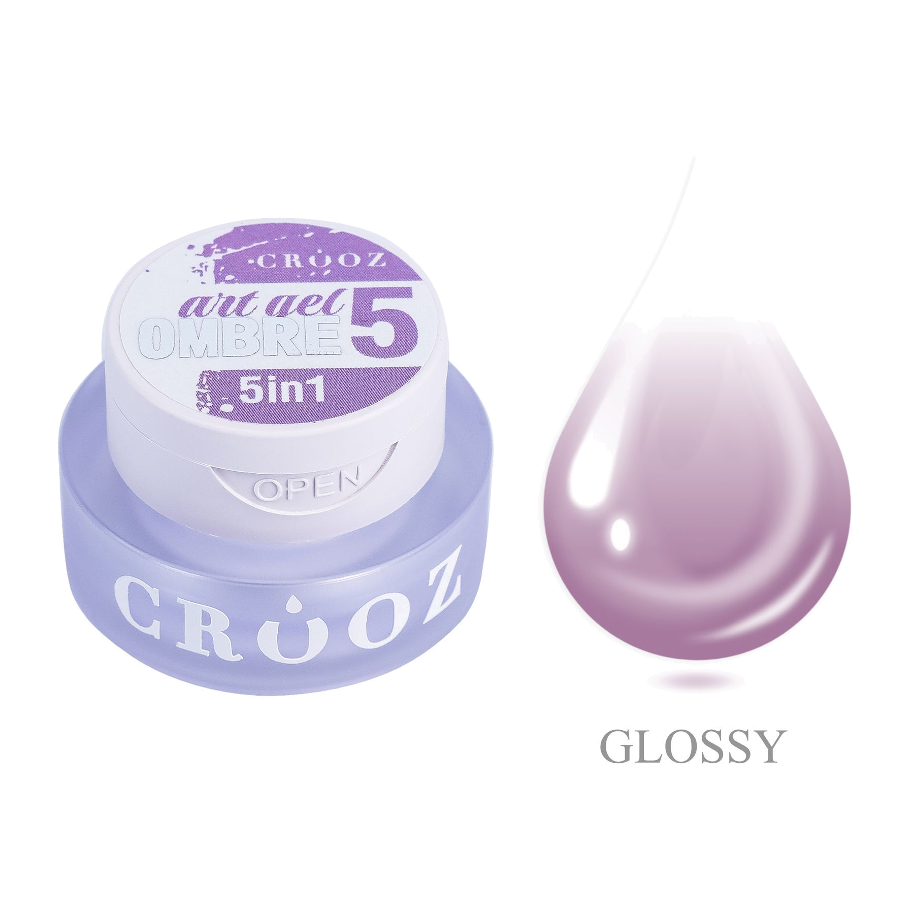 Crooz Art Gel Ombre №05 – светлый розово-лиловый градиент, гель-краска 5 в 1, 3 мл
