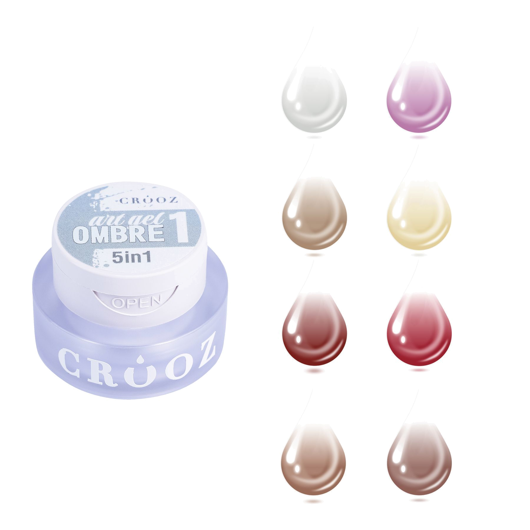 Crooz Art Gel Ombre 5 в 1 – набор с 8 гель-красок для омбре и градиентов, 3 мл/шт