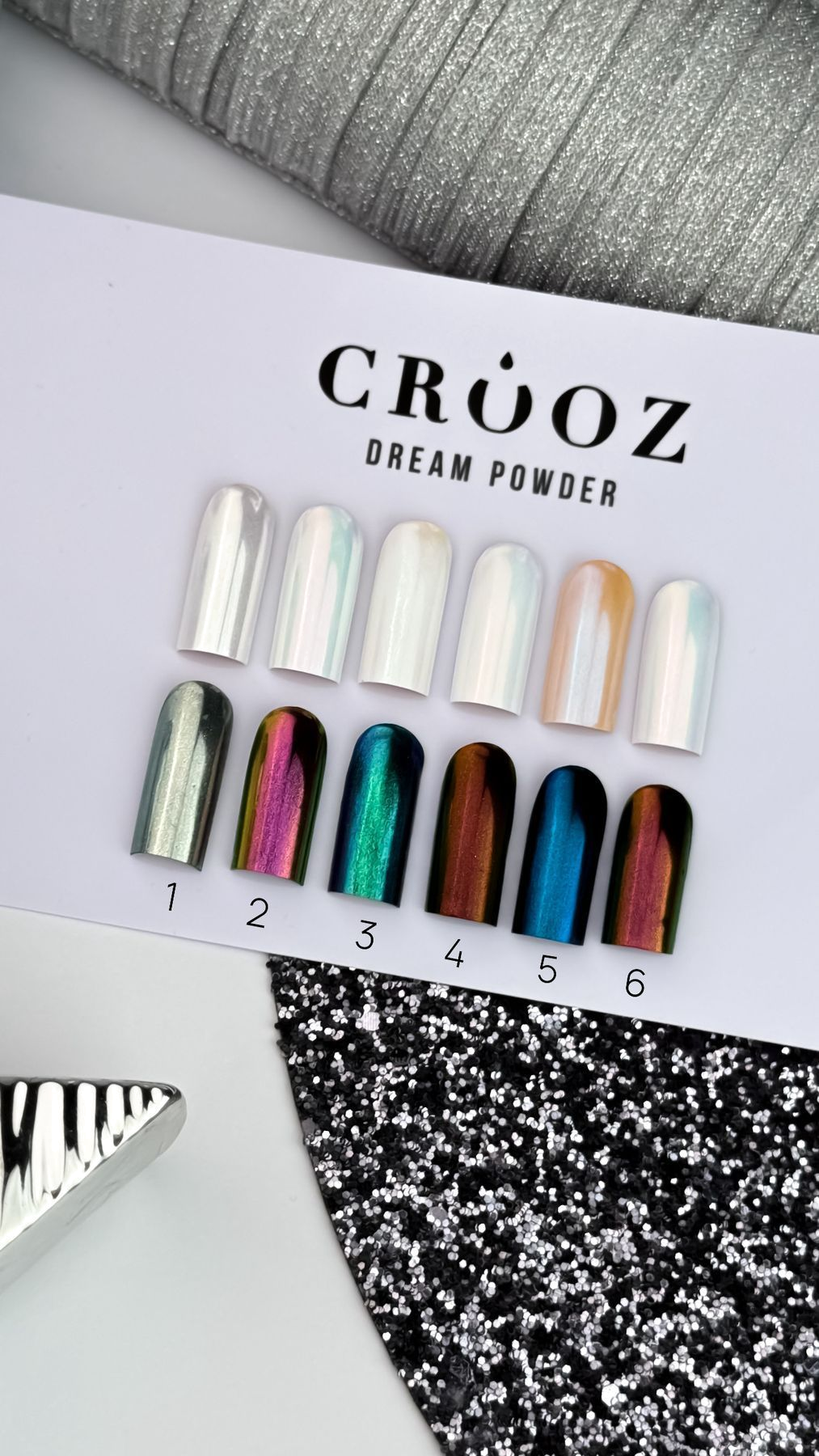 Набор втирок Dream Powder 6 шт — перламутровый эффект и мокрый блеск