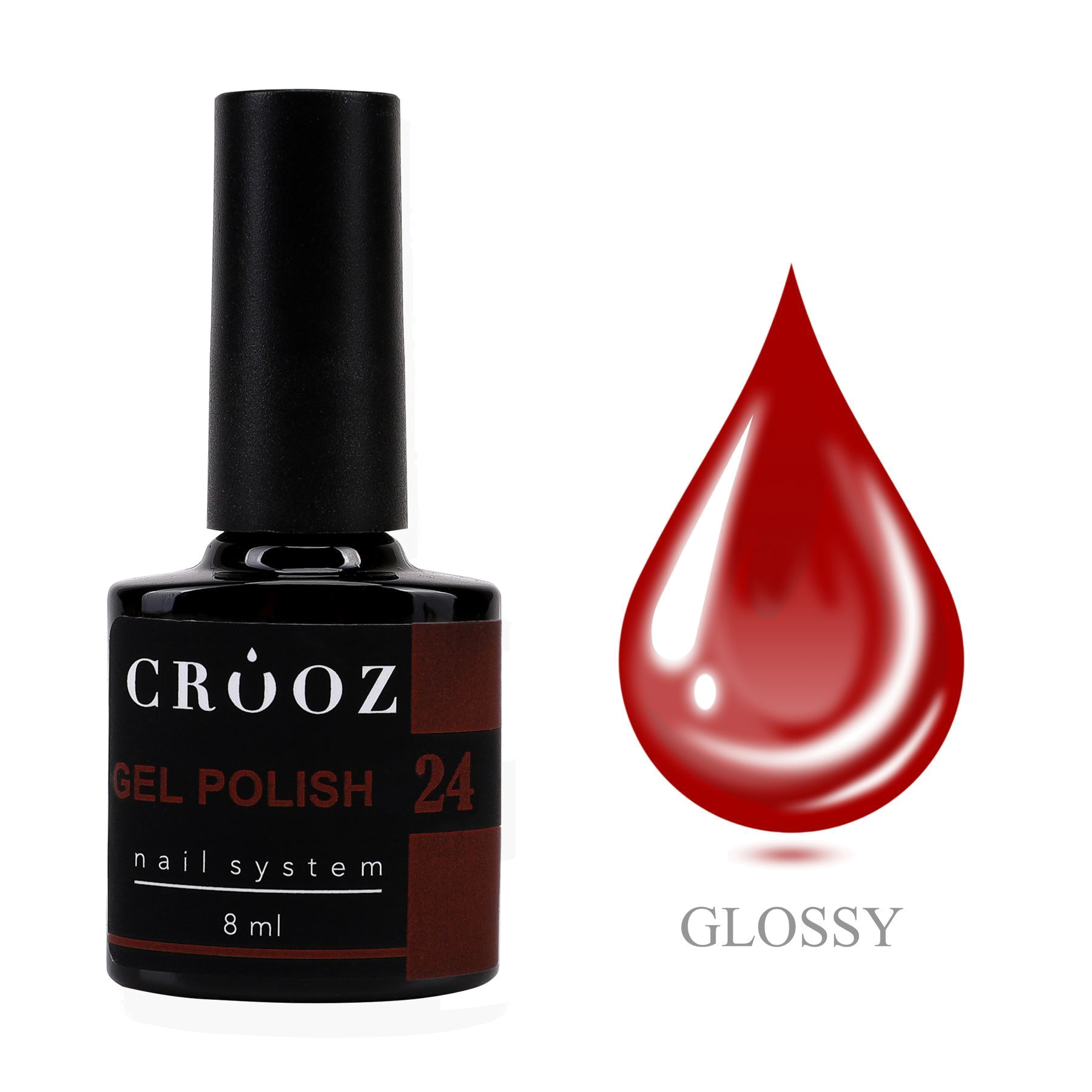 CROOZ GEL POLISH №24 — насыщенный красный гель-лак, 8 мл