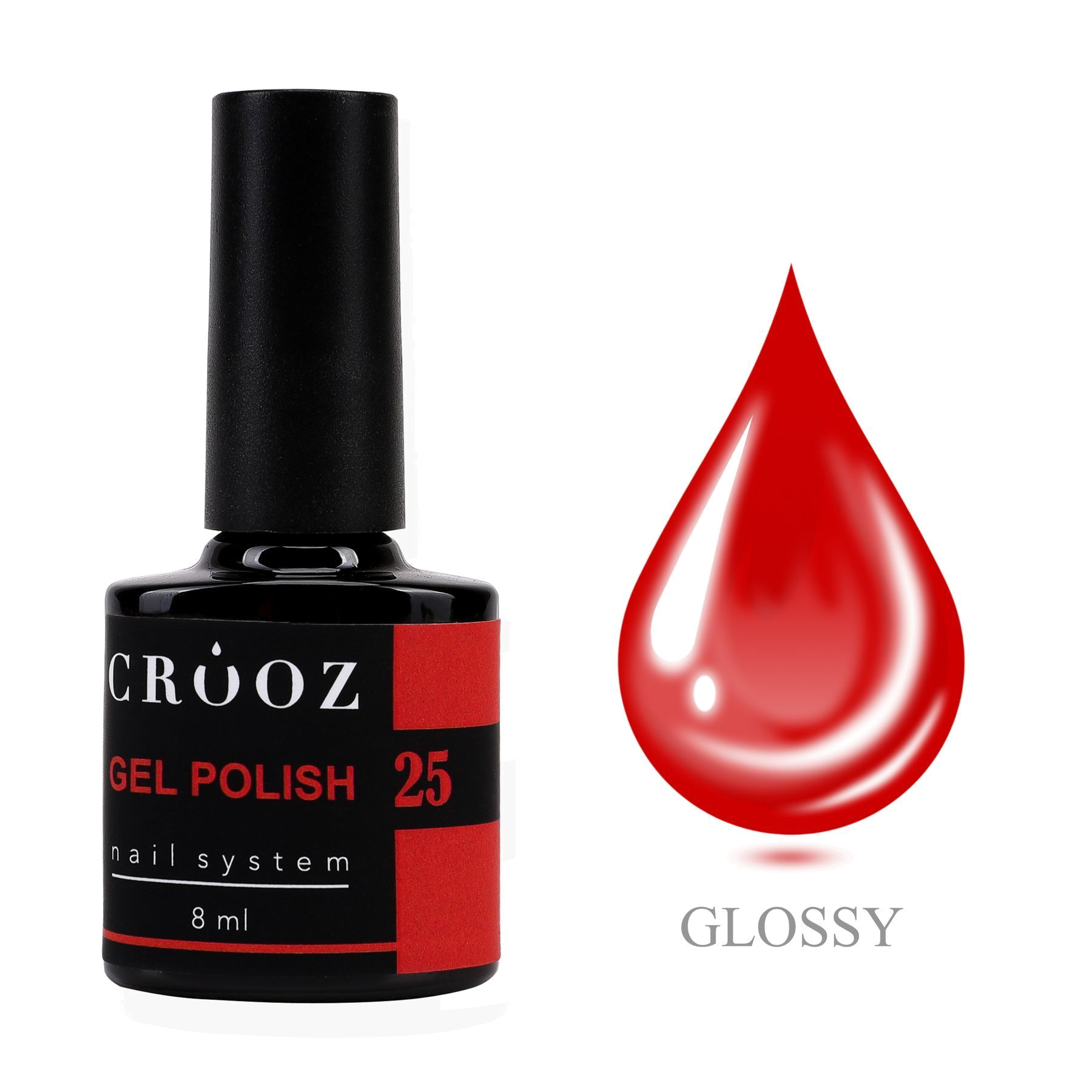 CROOZ GEL POLISH №25 — красный geellakk, вечная классика, 8 мл
