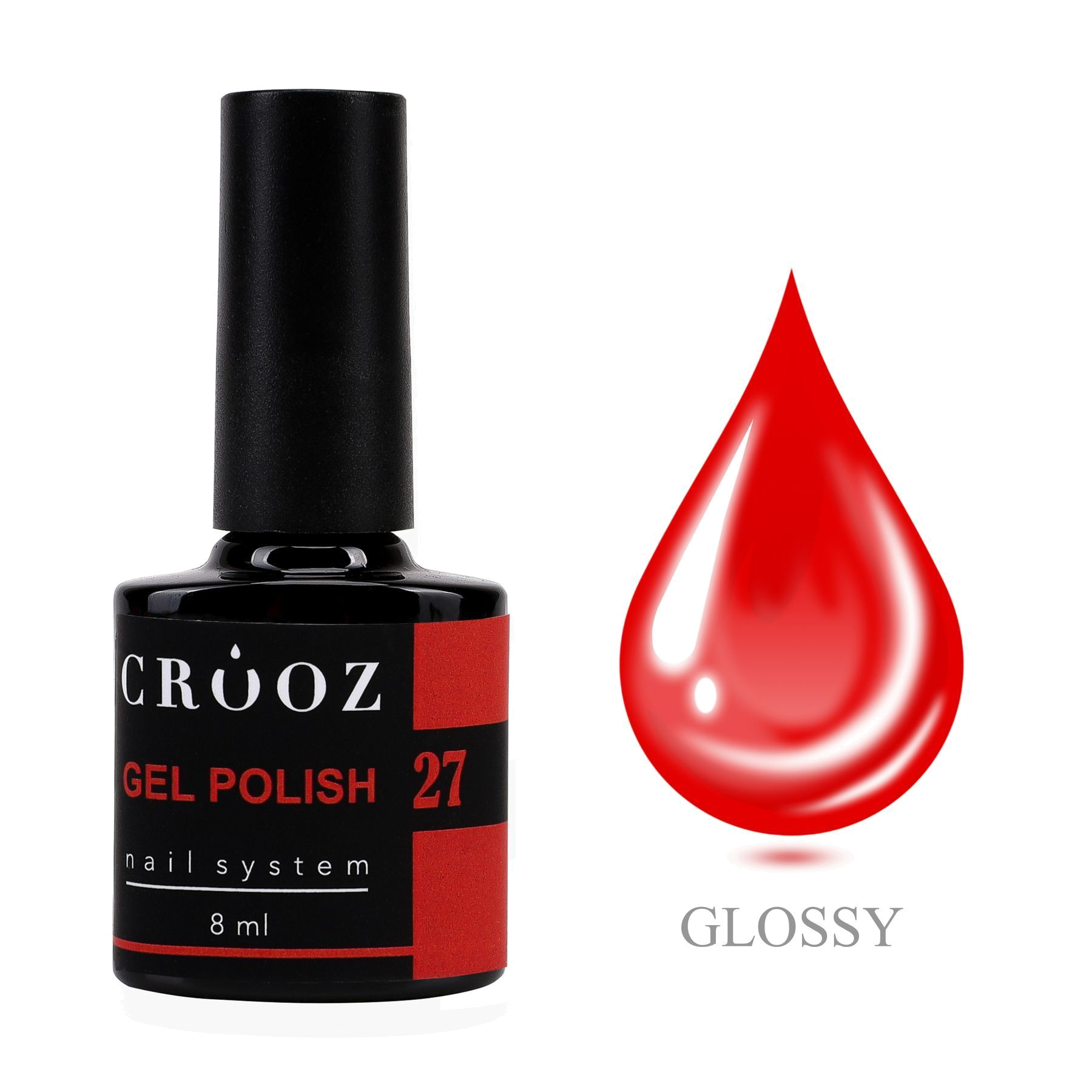 CROOZ GEL POLISH №27 — насыщенный ярко-красный гель-лак, 8 мл