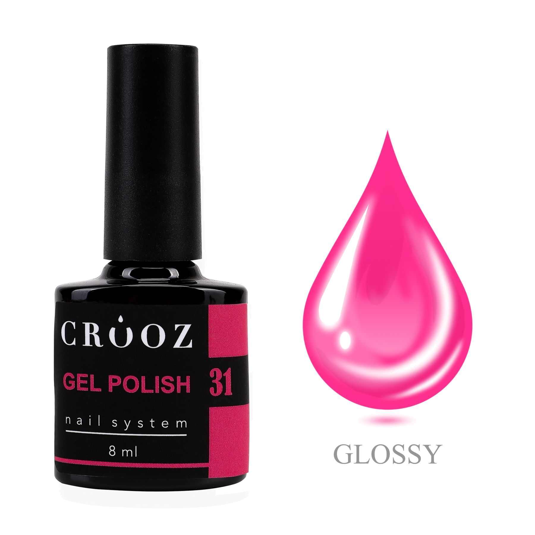 CROOZ GEL POLISH №31 — неоновий розовый geellakk, 8 мл