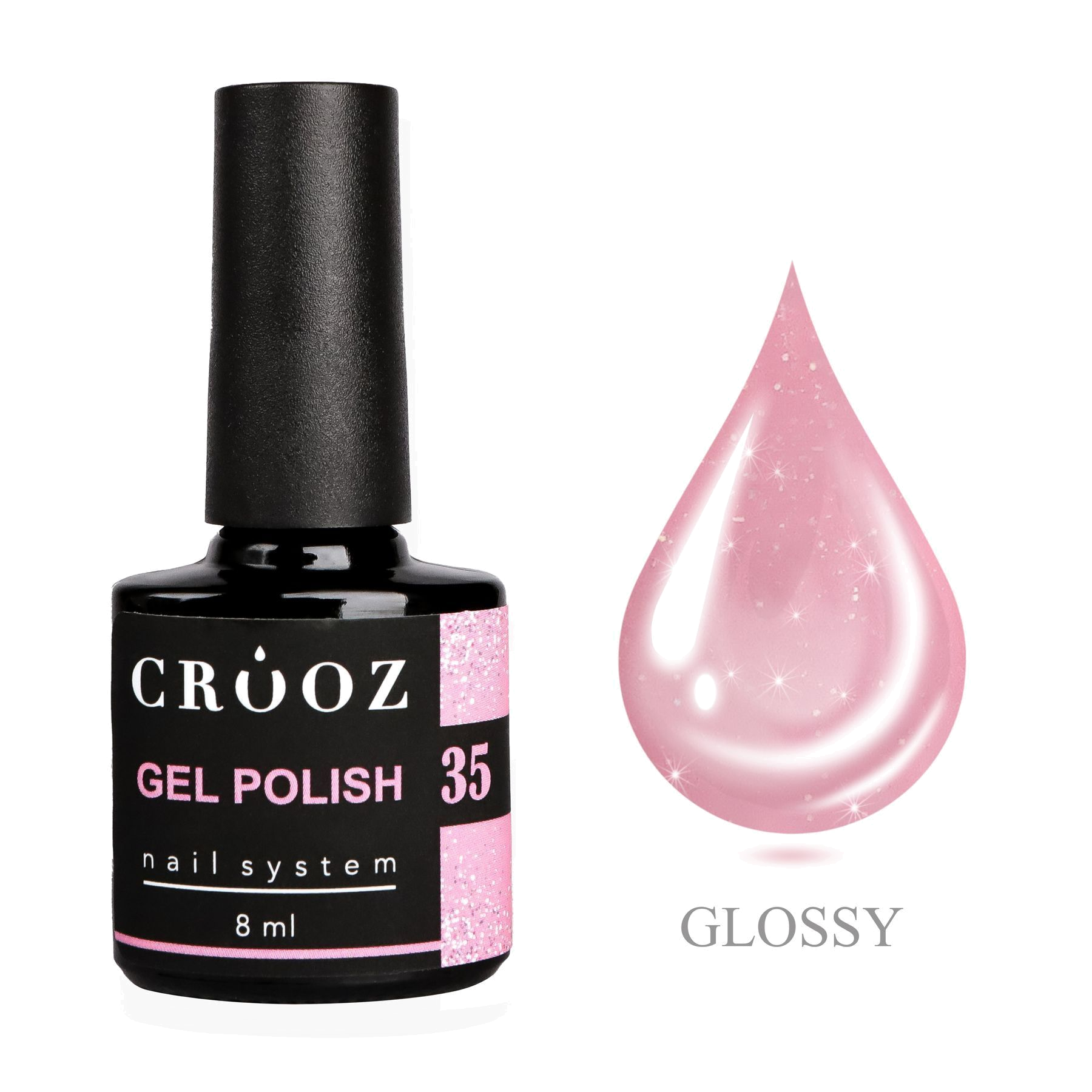 CROOZ GEL POLISH №35 — розовый geellakk с мерцанием, 8 мл