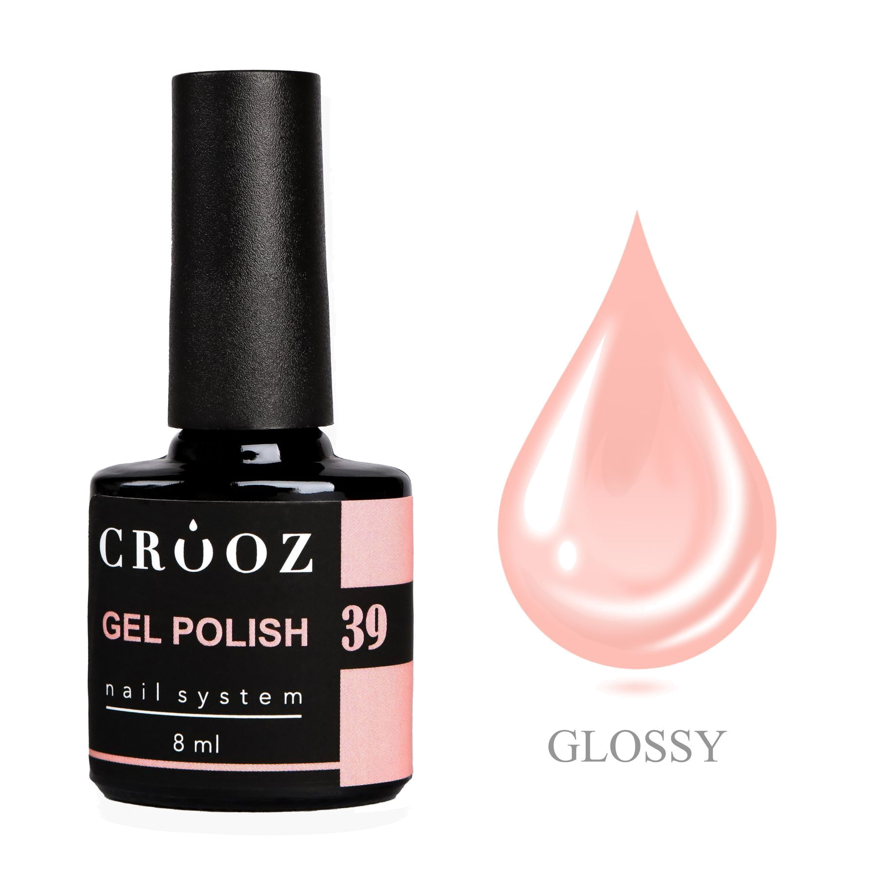 CROOZ GEL POLISH №39 — нюдовый geellakk с розовым оттенком, 8 мл