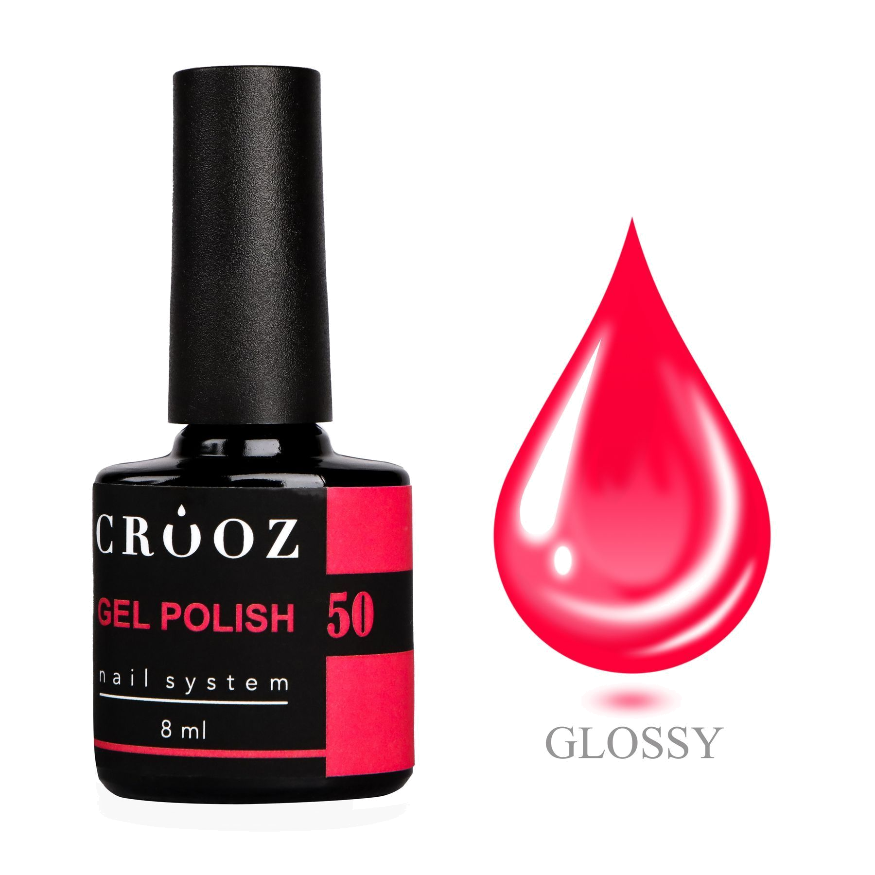 CROOZ GEL POLISH №50 — неоново-малиновый, стильный яркий маникюр, 8 мл