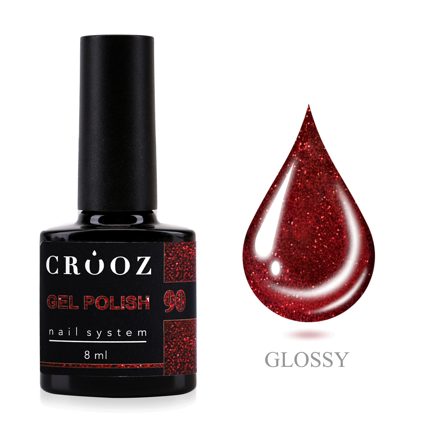 Crooz Geellakk №90 Ruby Flame — насыщенный красный, коллекция GEM POWER