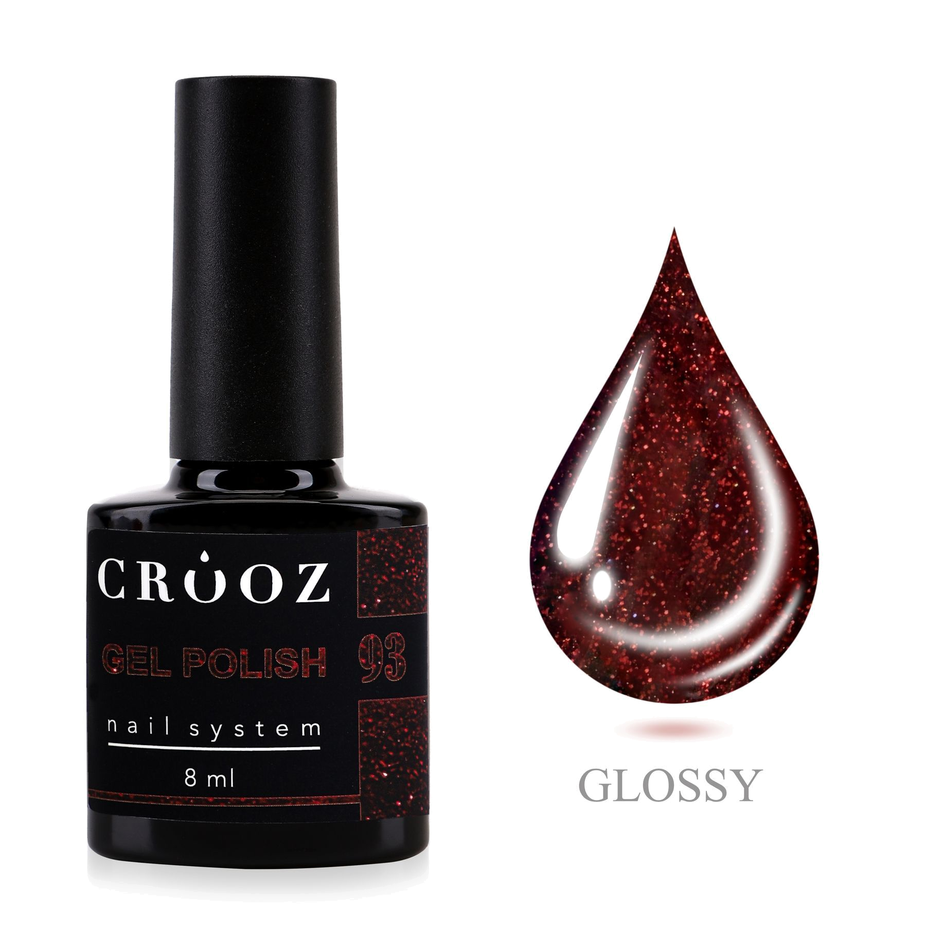 Crooz Гель-лак №93 Garnet Heart — вишнево-красный, коллекция GEM POWER