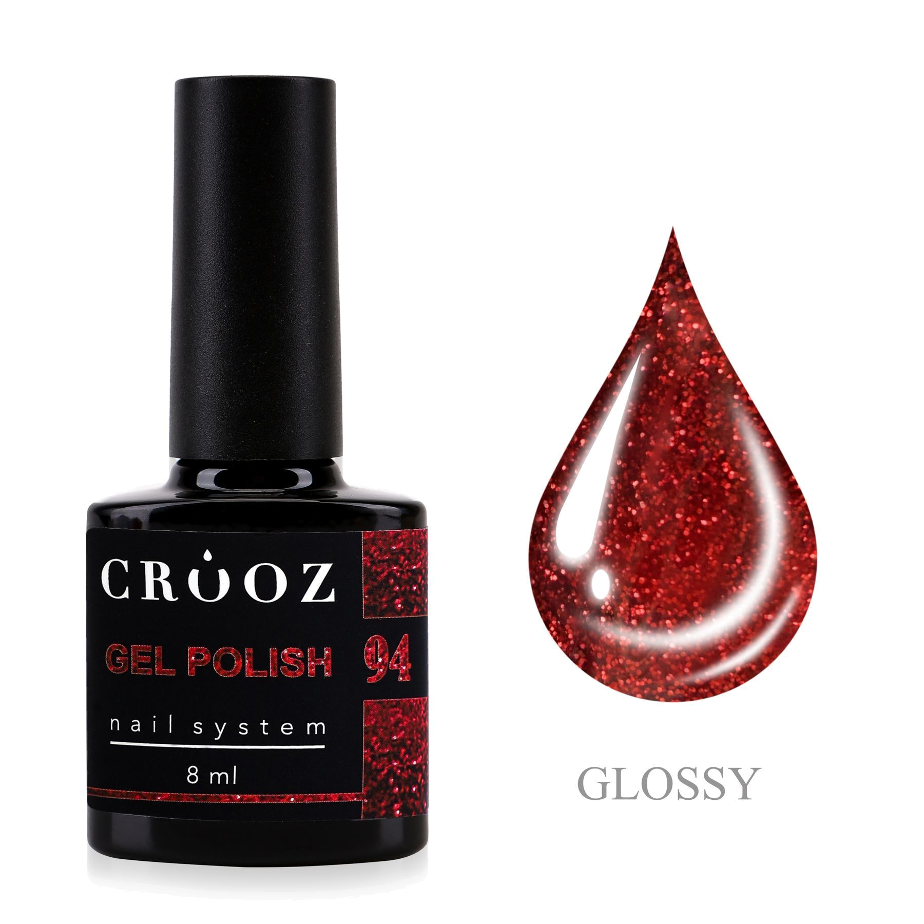 Crooz Гель-лак №94 Crimson Jewel — красно-рубиновый с шиммером, коллекция GEM POWER