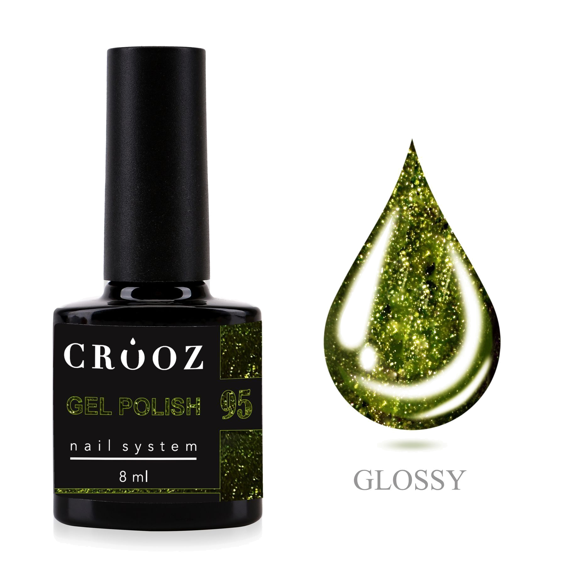 Crooz Geellakk №95 Tourmaline Light — светло-зелёный с хромовым отблеском, коллекция GEM POWER