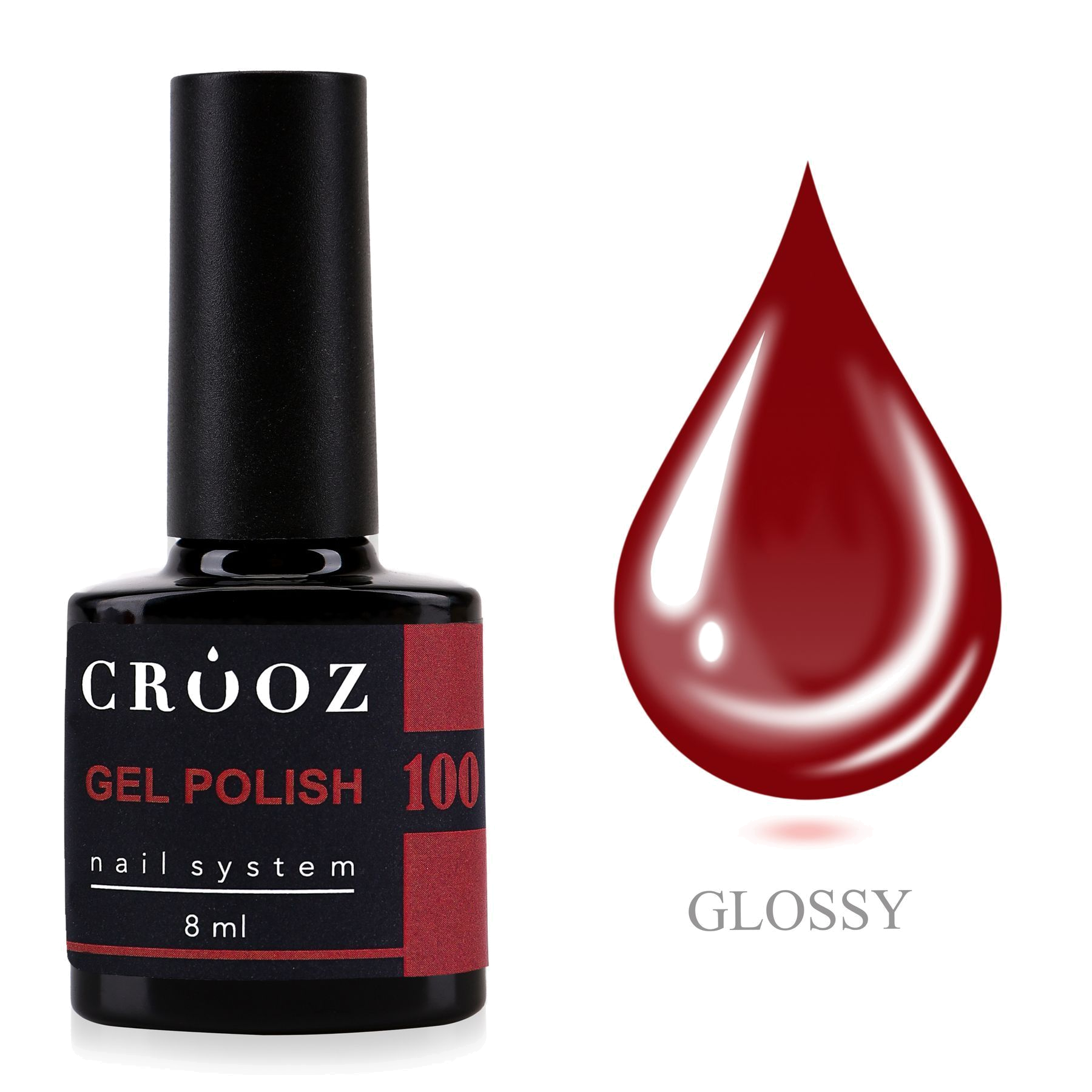 Crooz Гель-лак №100 винно-красный 8 мл