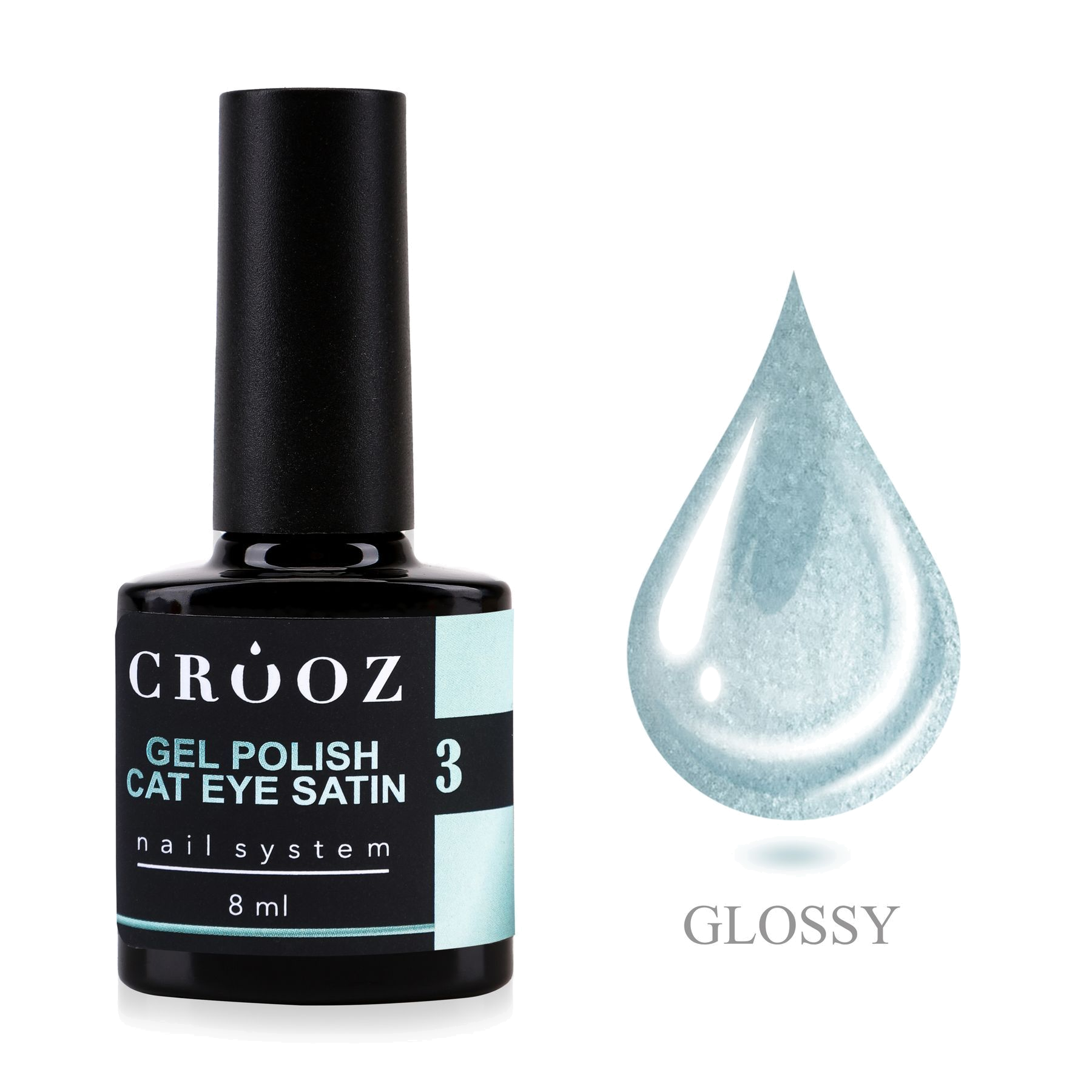 CROOZ Satin Cat №3 Mint Silk — professionaalne сатиновый geellakk efektiga «kassisilm», 8 мл
