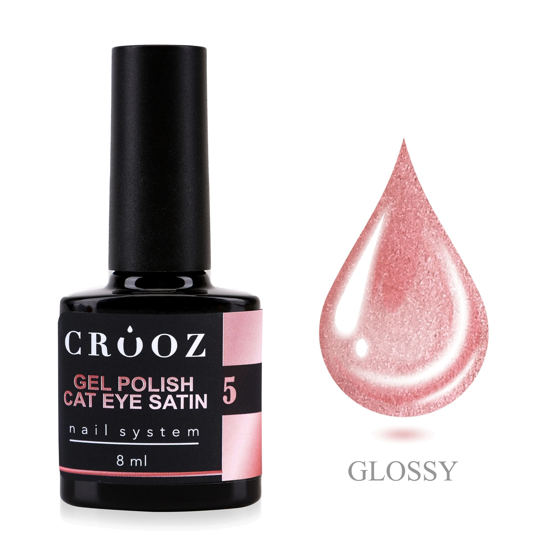 CROOZ Satin Cat №5 Blush Satin — professionaalne сатиновый geellakk efektiga «kassisilm», 8 мл
