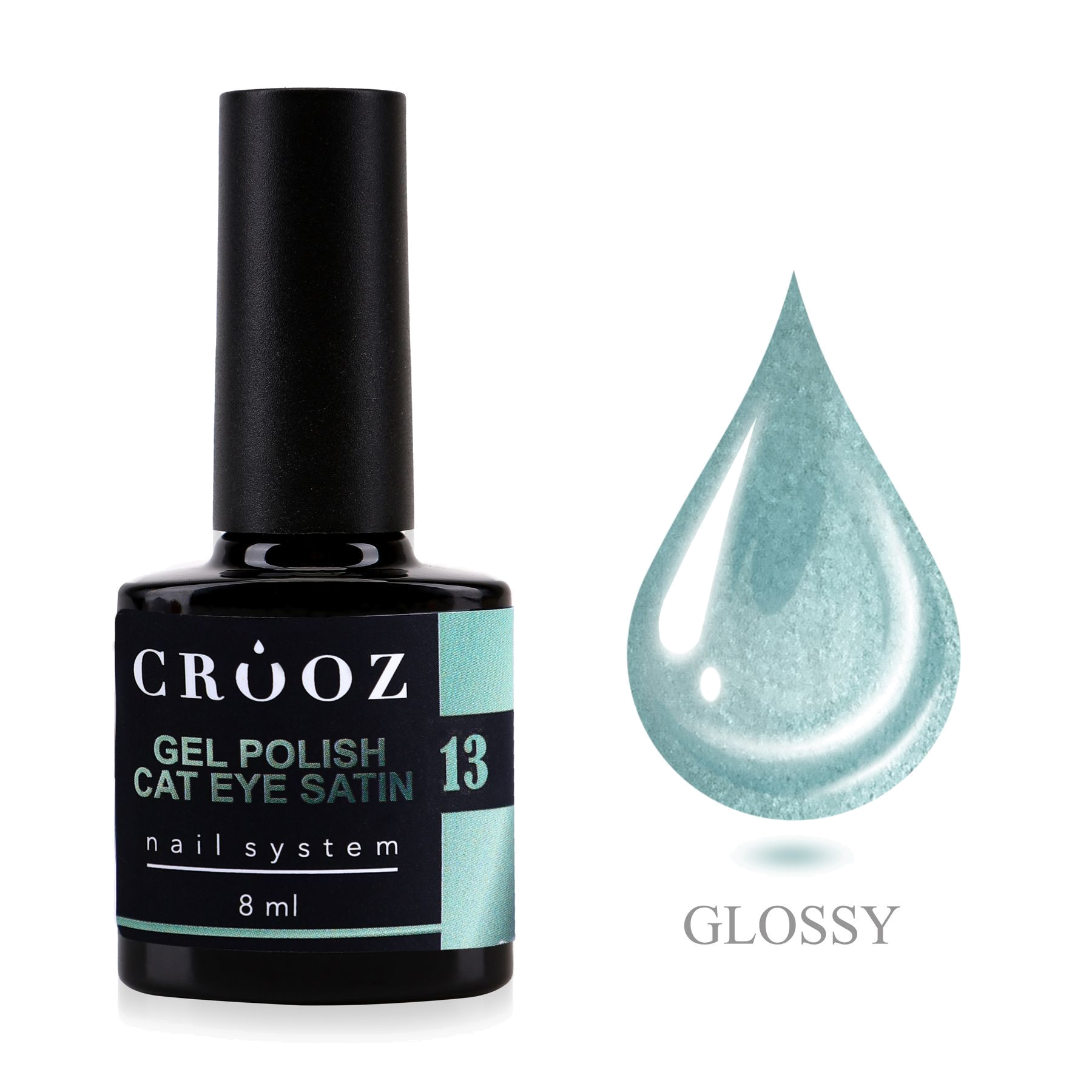 Crooz Satin Cat 13 Frosted Mint — сатиновый магнитный гель-лак Cat Eye