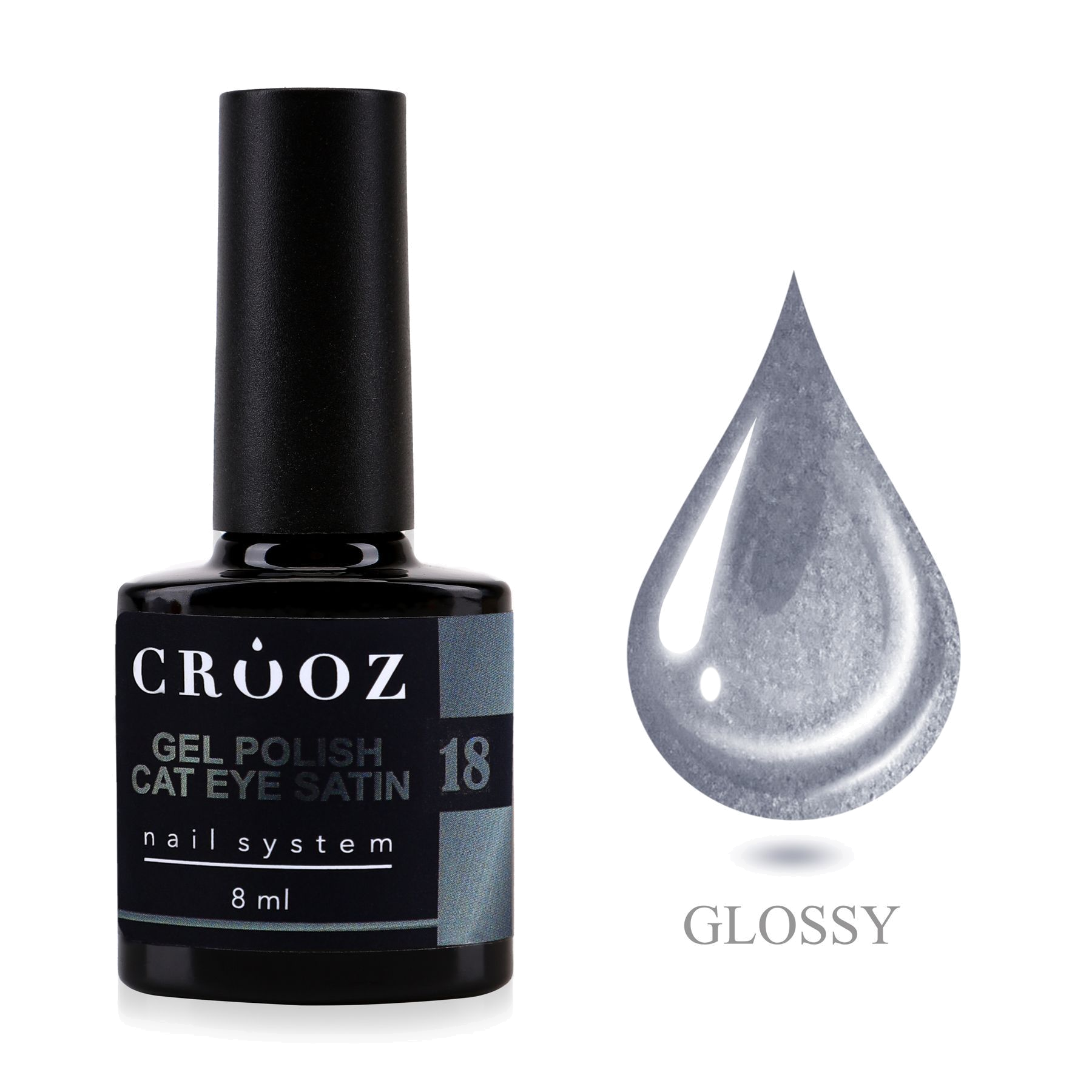Crooz Satin Cat 18 Graphite Satin — сатиновый магнитный гель-лак Cat Eye