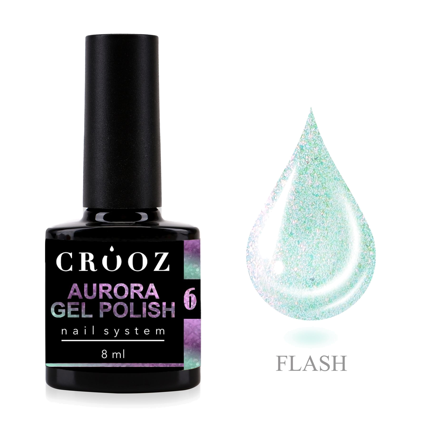 Crooz Гель-лак Aurora 6 – перламутровый голубовато-розовый гель-лак с эффектом втирки