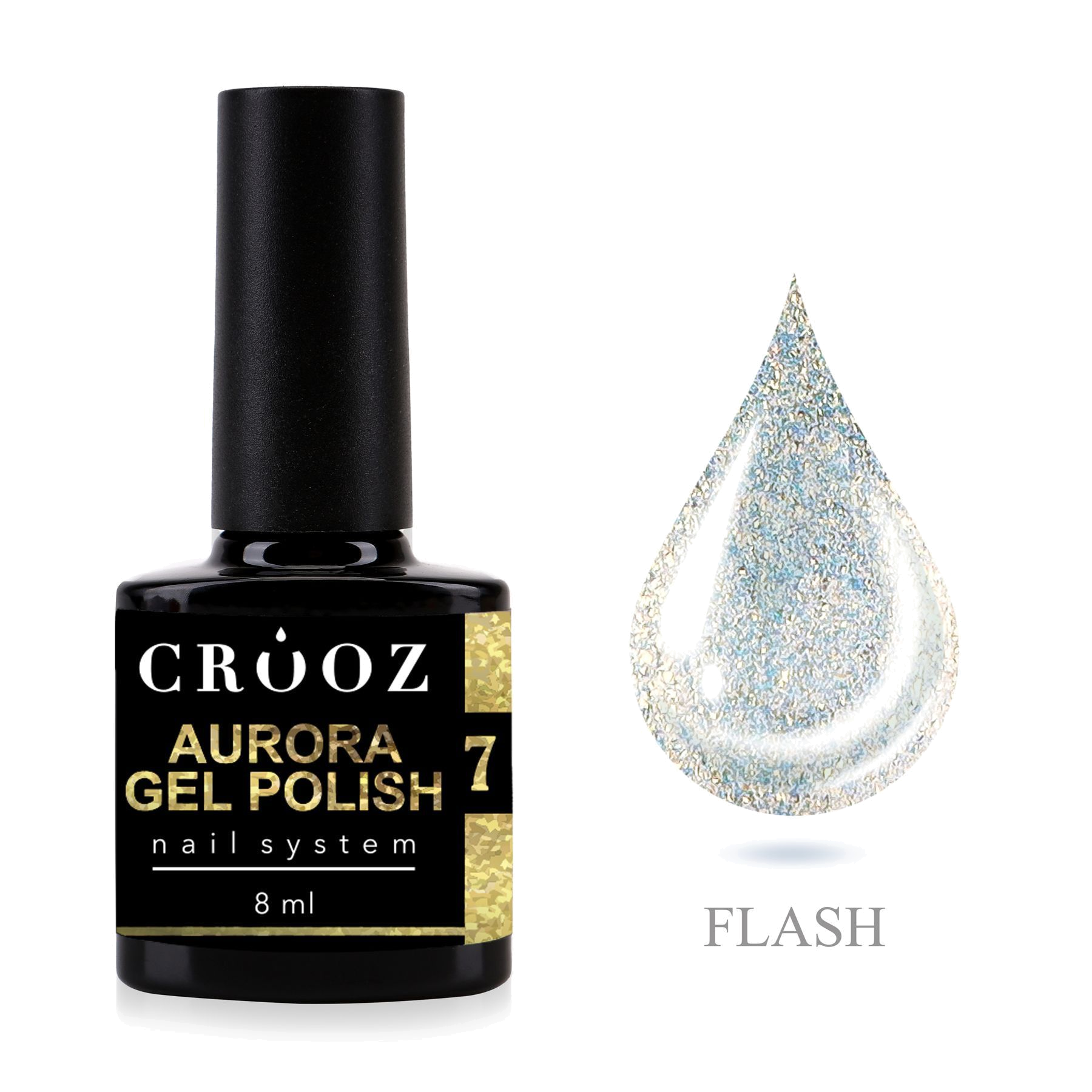 Crooz Гель-лак Aurora 7 – перламутровый золотисто-жёлтый гель-лак с эффектом втирки