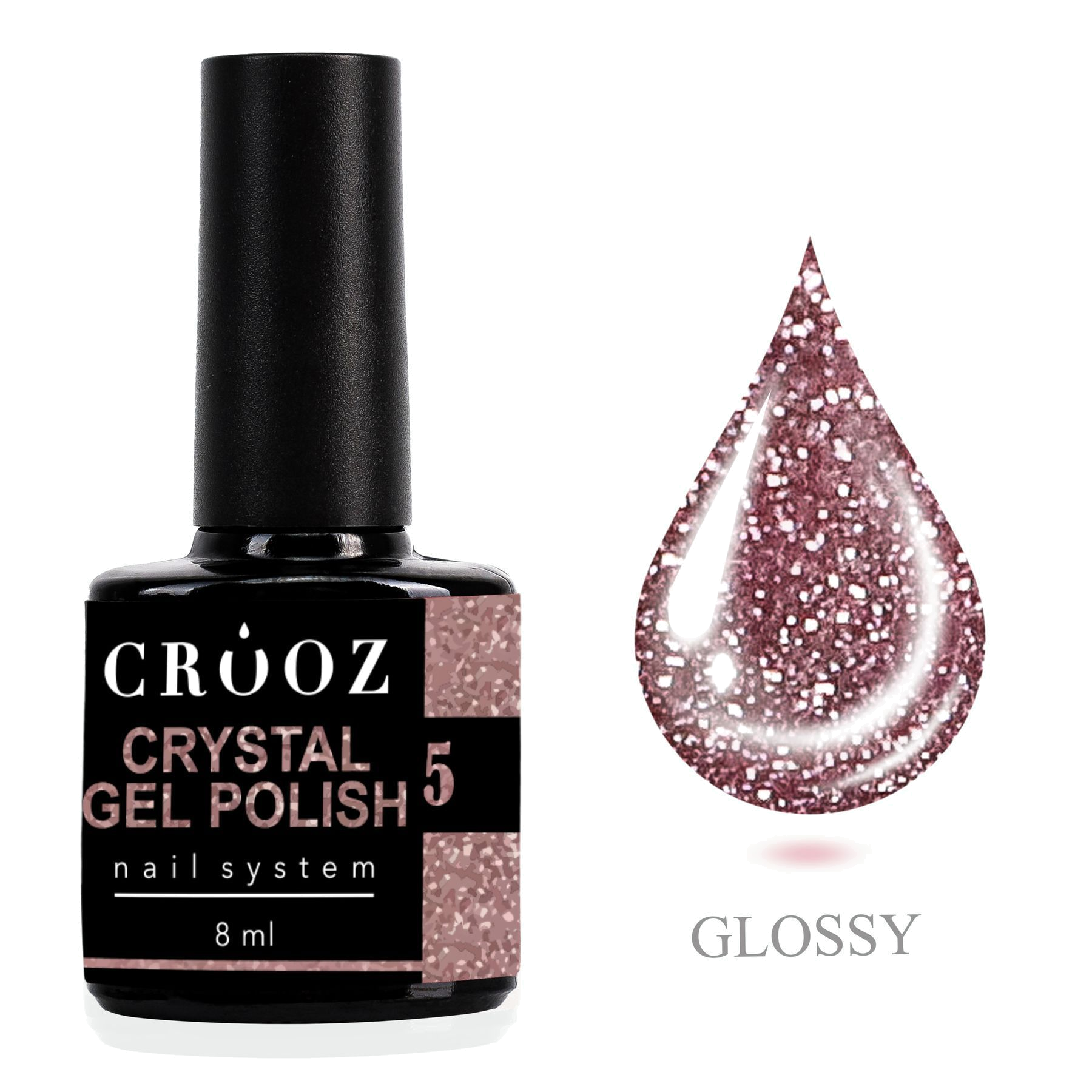 Crooz Crystal 5 – бежево-лиловый светоотражающий гель-лак с шиммером