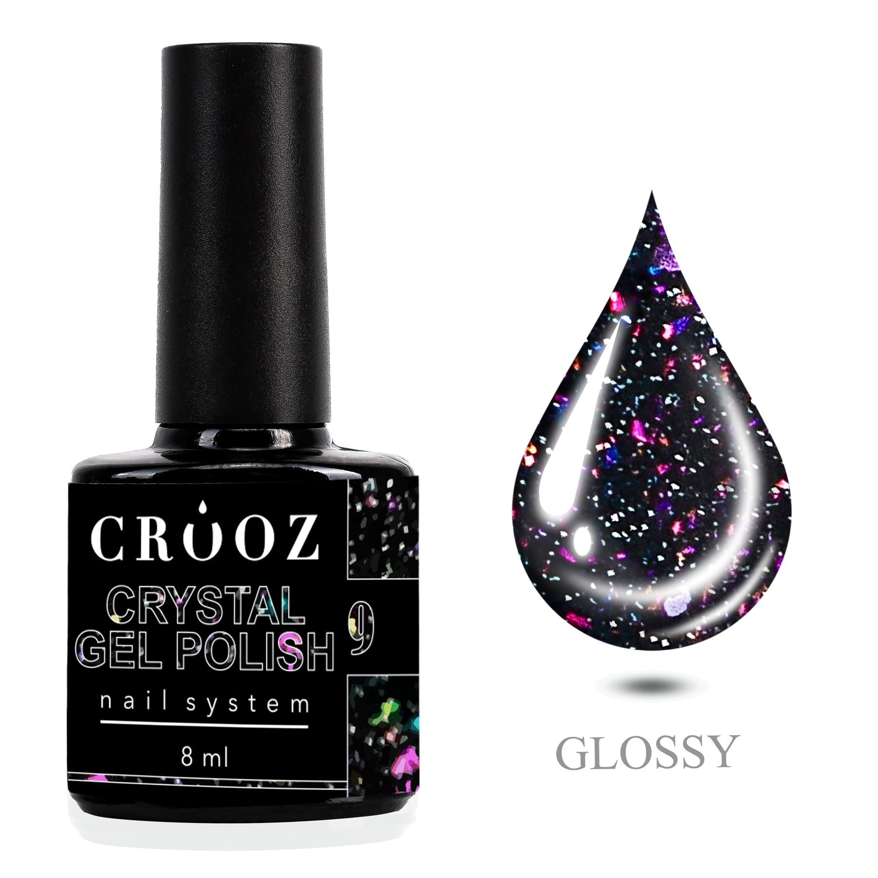 Crooz Crystal 9 – чёрный helkiv geellakk с фиолетовыми блёстками