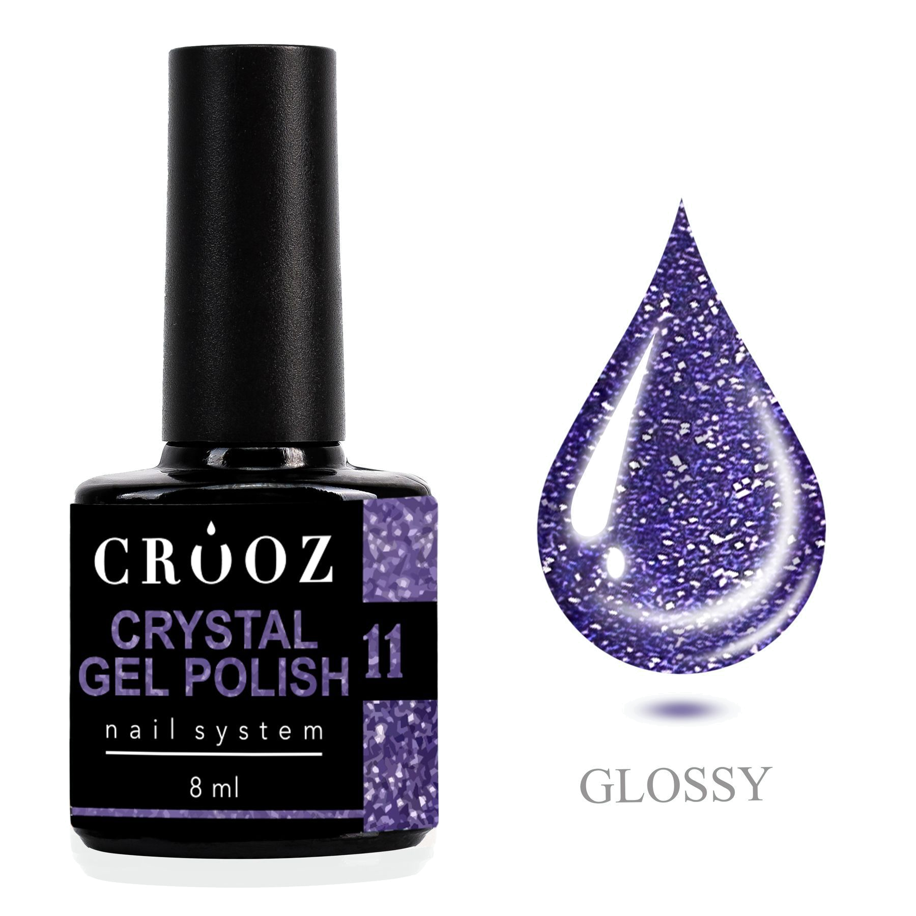Crooz Crystal 11 – фиолетовый светоотражающий гель-лак с шиммером