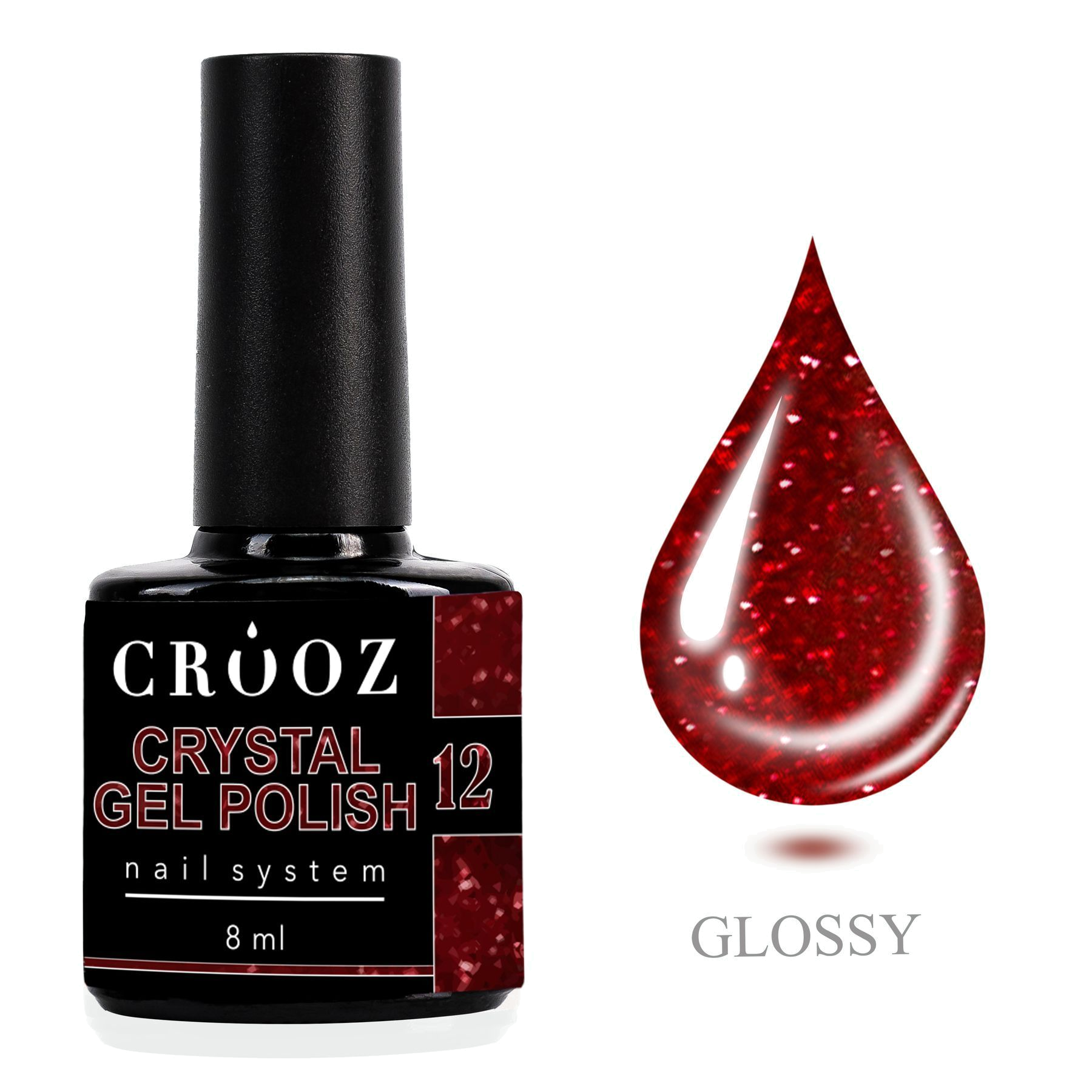 Crooz Crystal 12 – глубокий красный светоотражающий гель-лак с шиммером