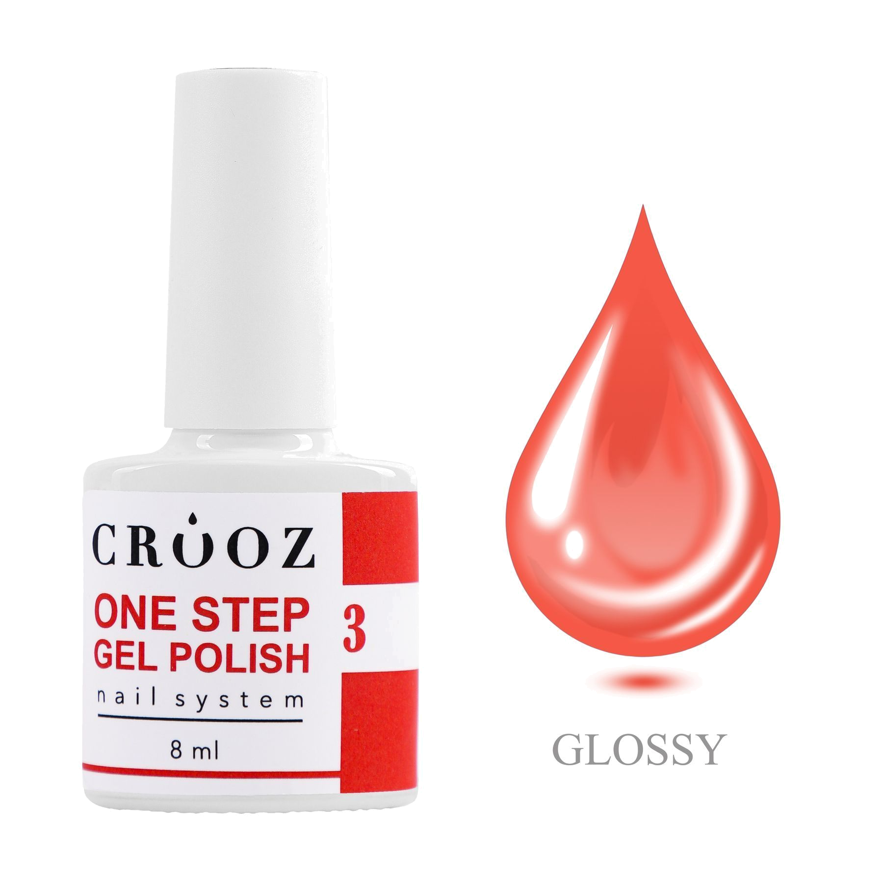 Crooz One Step Gel Polish №03 — однофазный geellakk 3в1 у красно-кораловому оттенка